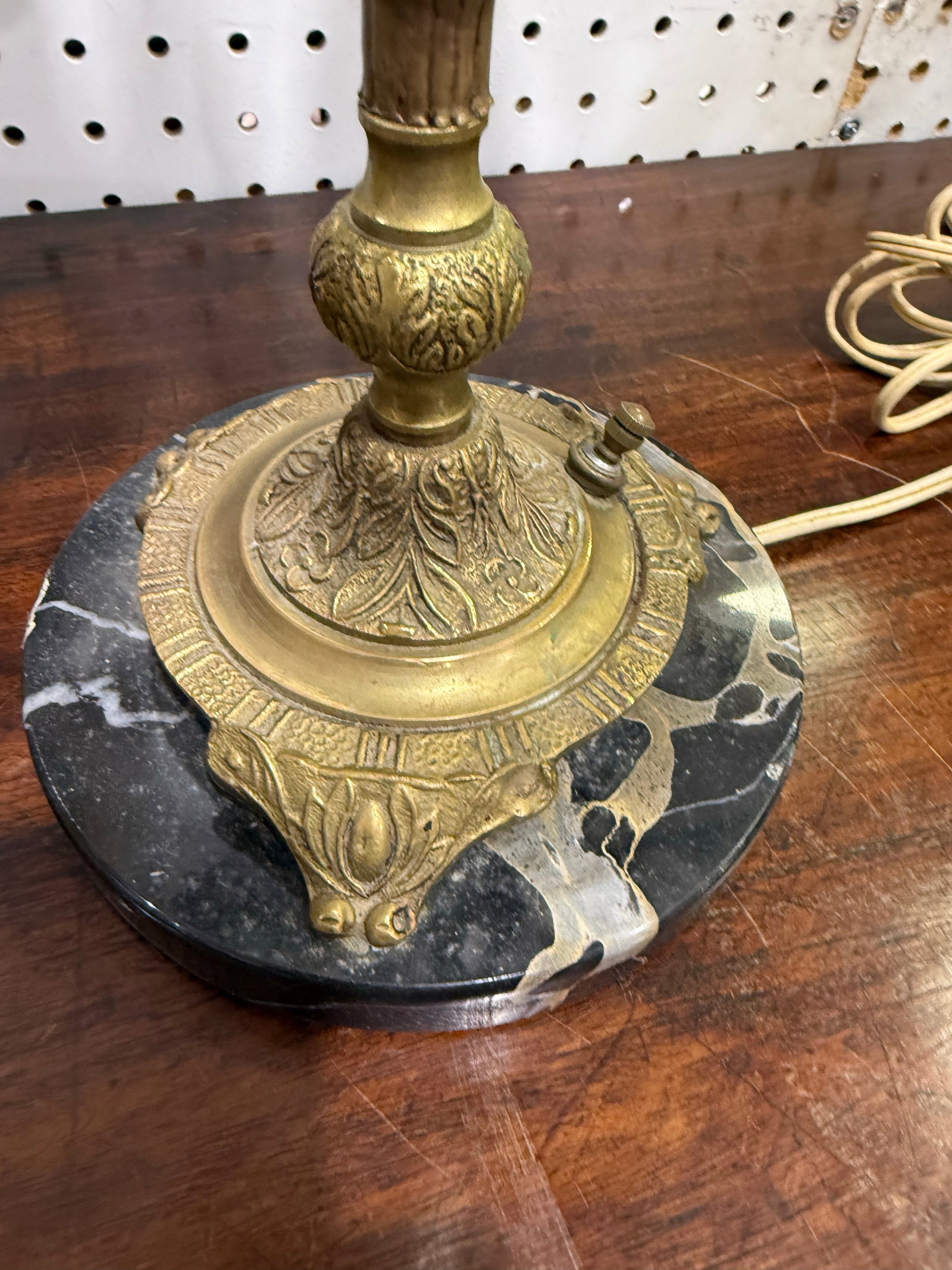 Vintage Spanish Brass Candelabra Lamp Crystal Prisms Lamp 23in - 6