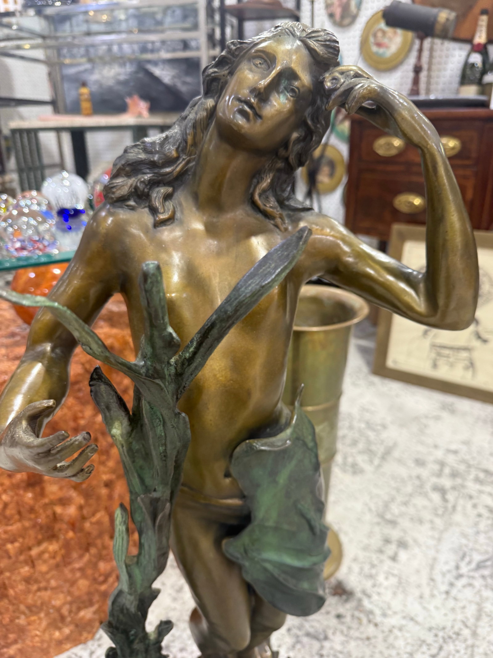 Bronze Auguste Moreau's "Summer Dreams" 36in Moreau Sculpture Signed - 3