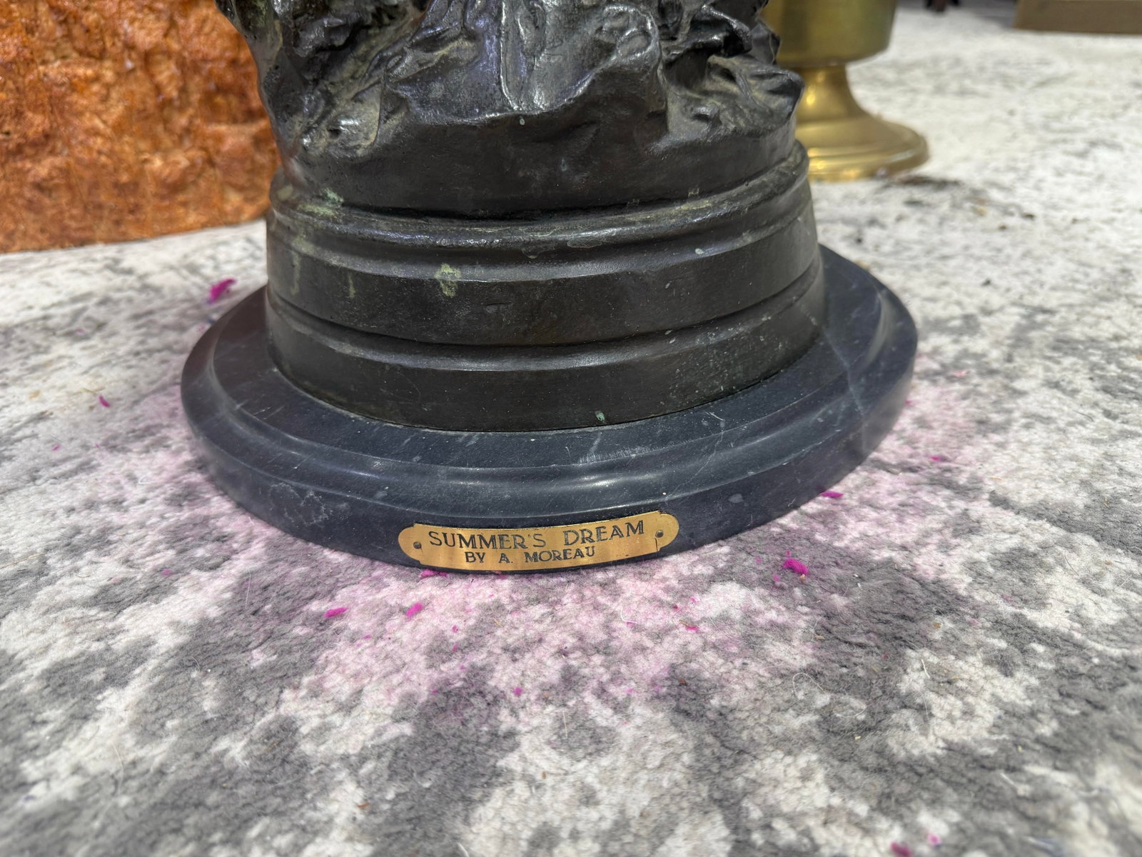 Bronze Auguste Moreau's "Summer Dreams" 36in Moreau Sculpture Signed - 7