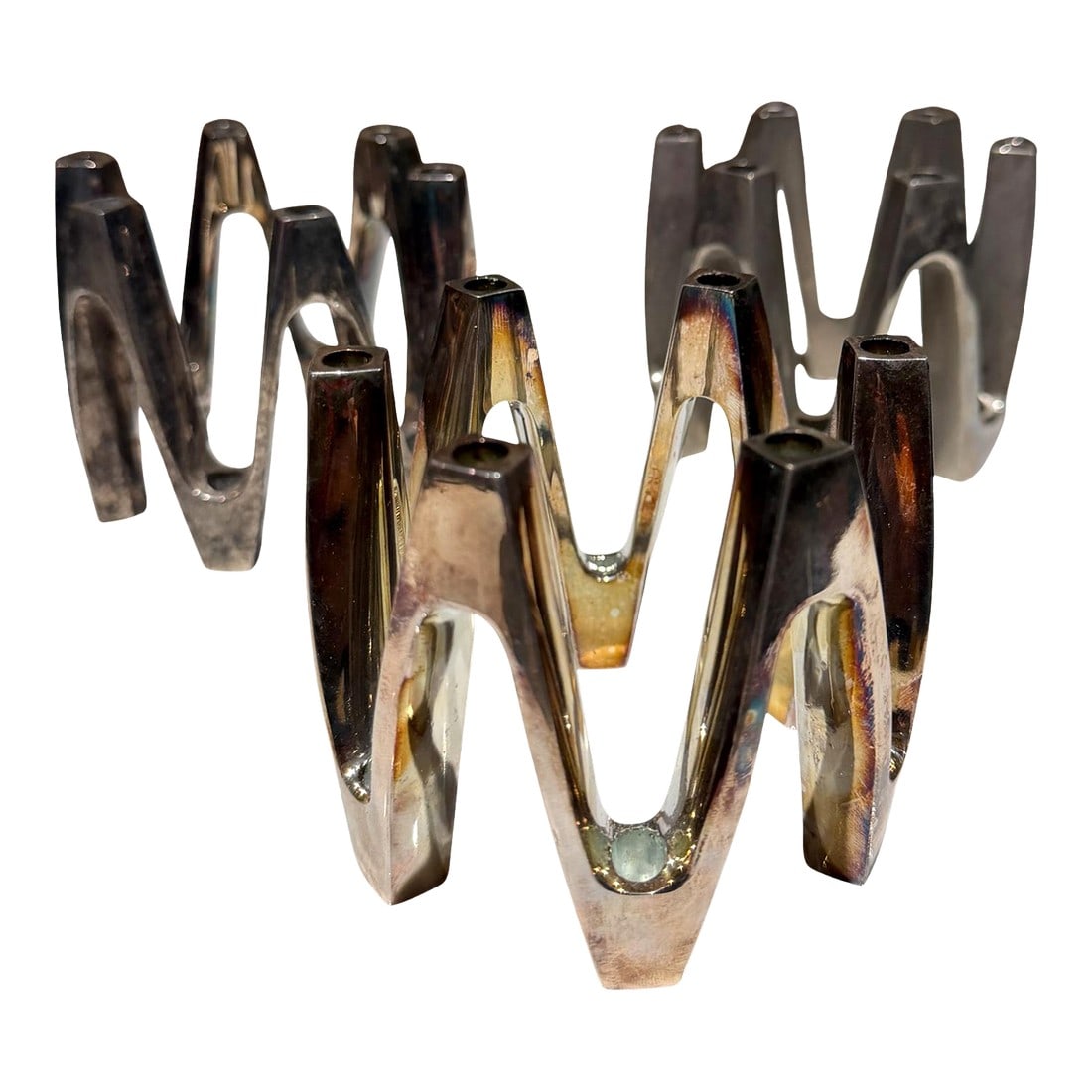 Silver-Plated Candle Holder Crown Model Jens Quistgaard Dansk Designs: For your consideration, a set of three (3) silver-plated candle holder is a vintage "Crown" model designed by Jens Quistgaard for Dansk Designs, likely originating from the 1960s or 1970s.