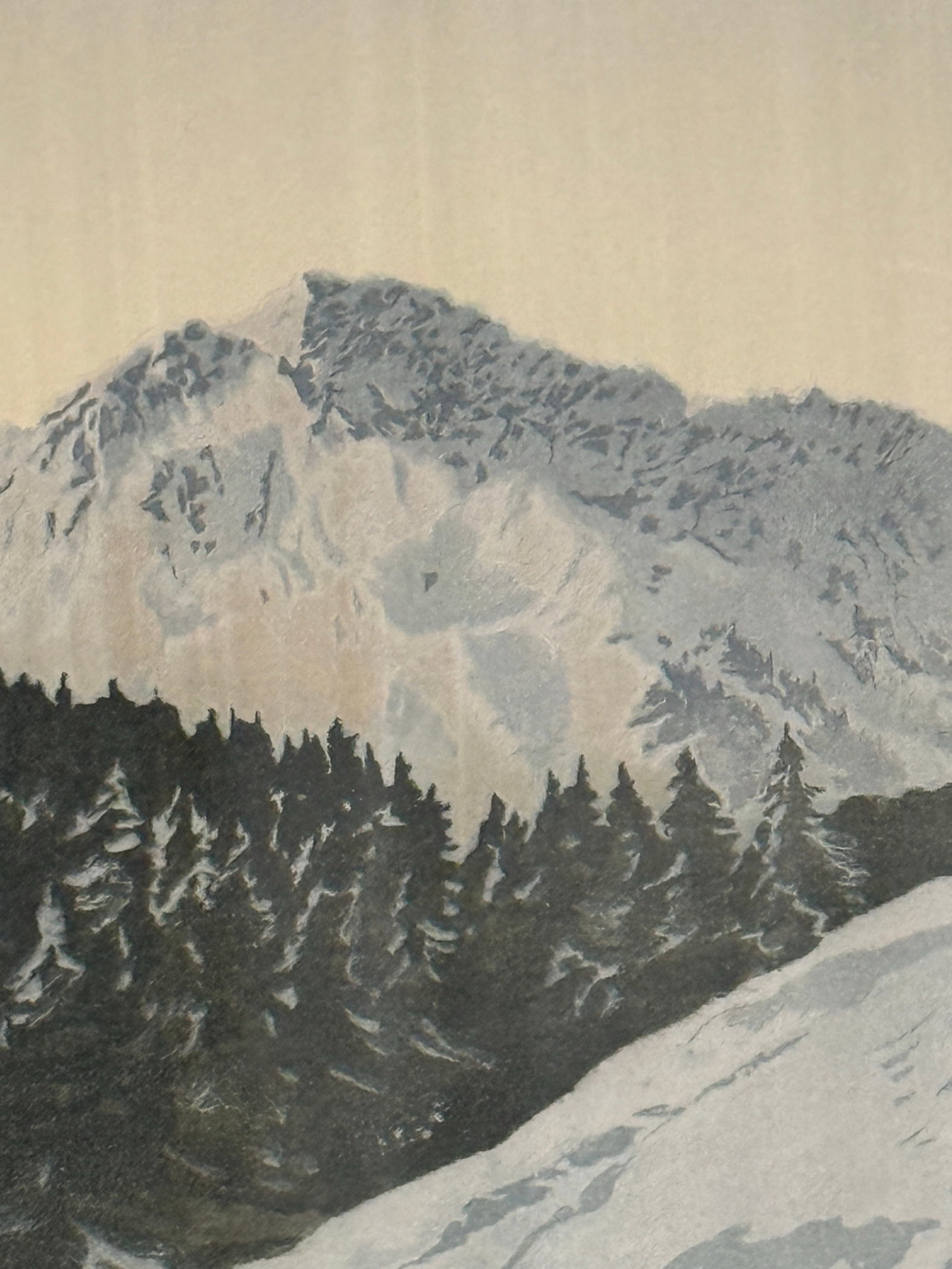 Mid-Century Hans Figura Signed Alpine Landscape Aquatint Etching on Silk - 3