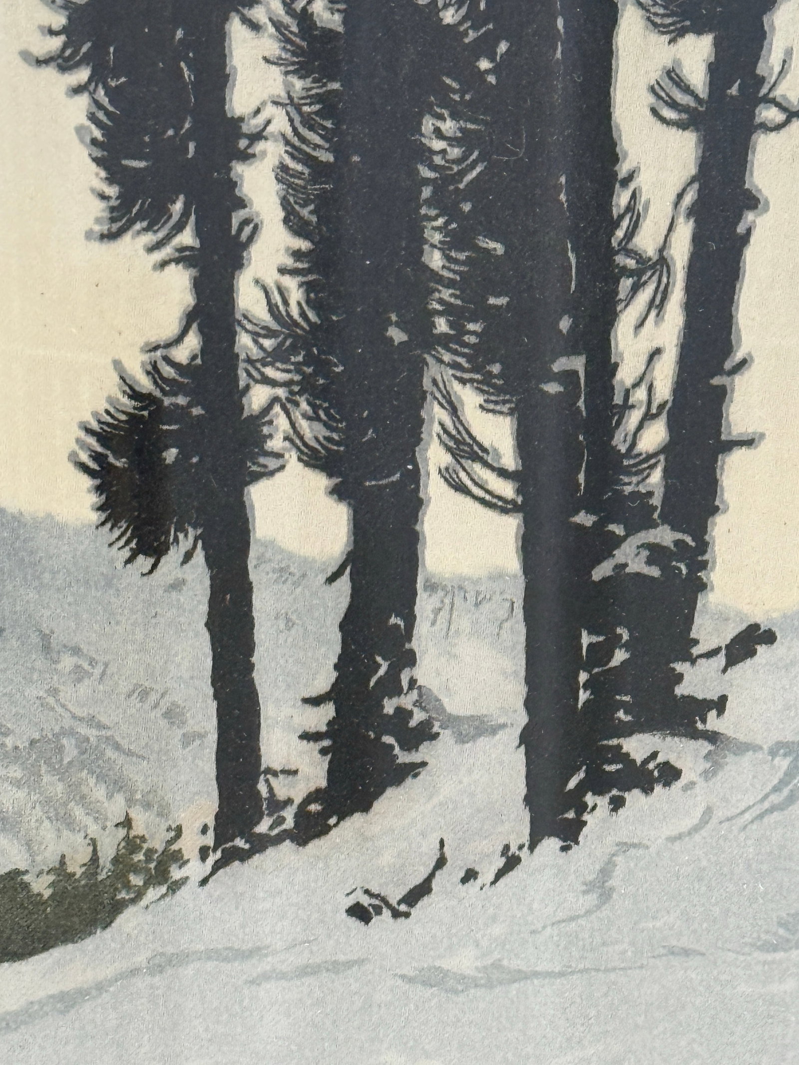 Mid-Century Hans Figura Signed Alpine Landscape Aquatint Etching on Silk - 5