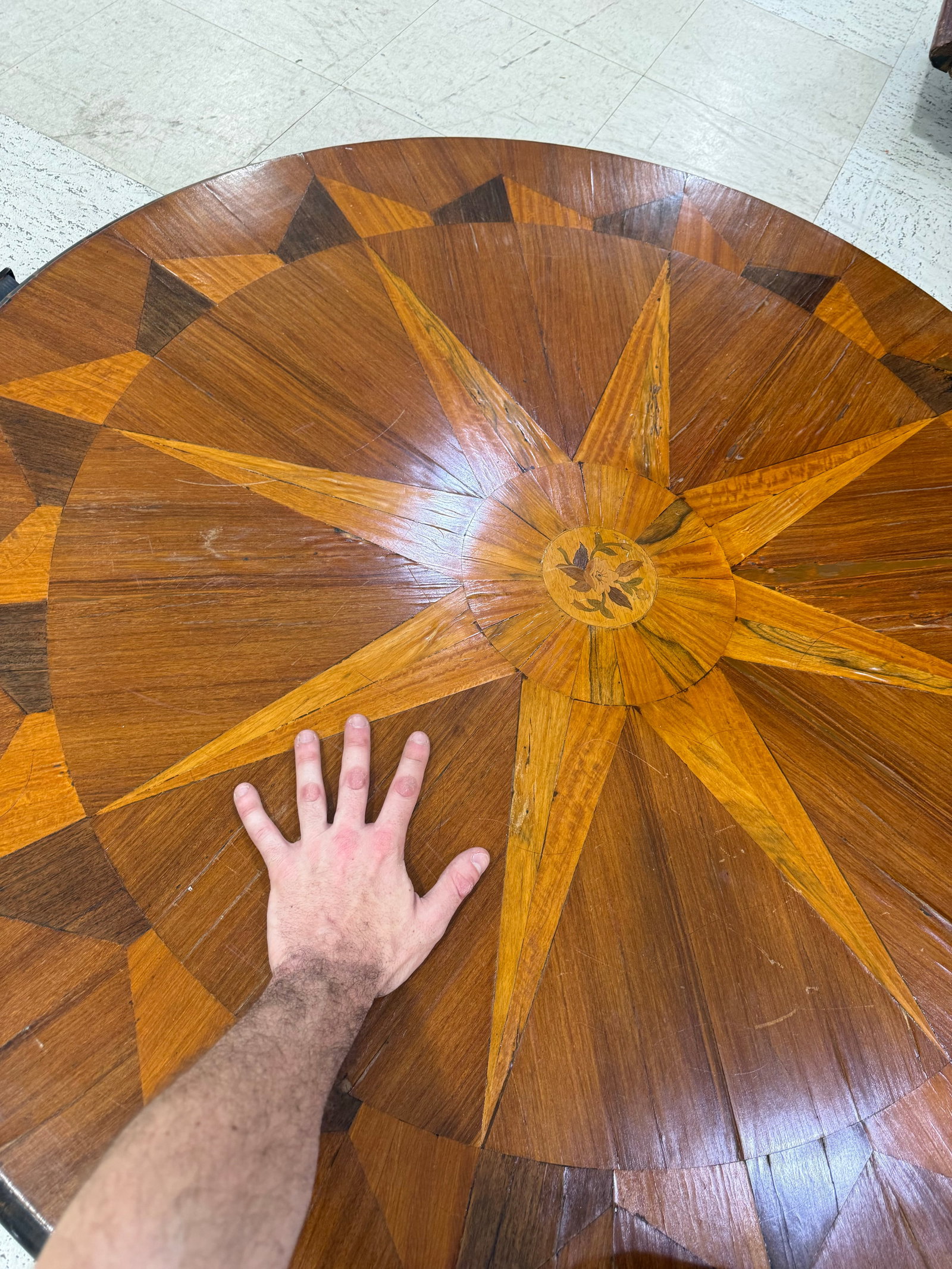 Early 19th Century Italian Continental Centre Tabletop Only Inlay Mahogany 47in - 3
