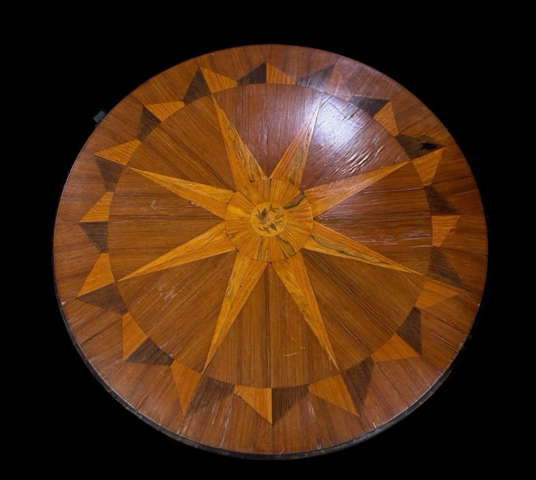 Early 19th Century Italian Continental Centre Tabletop Only Inlay Mahogany 47in - 5