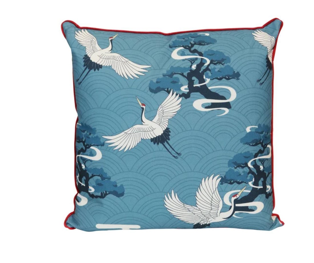 Blue & White Crane Pillows - Pair - 3