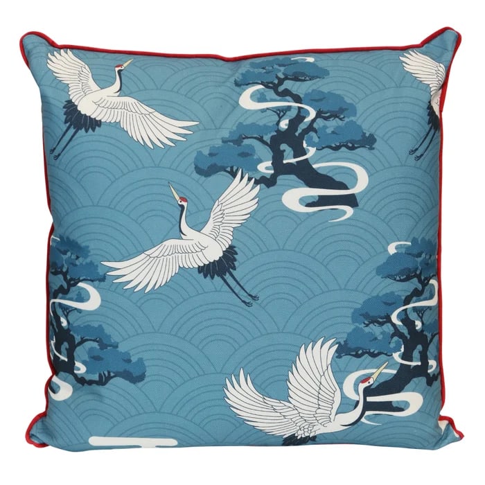 Blue & White Crane Pillows - Pair - 4