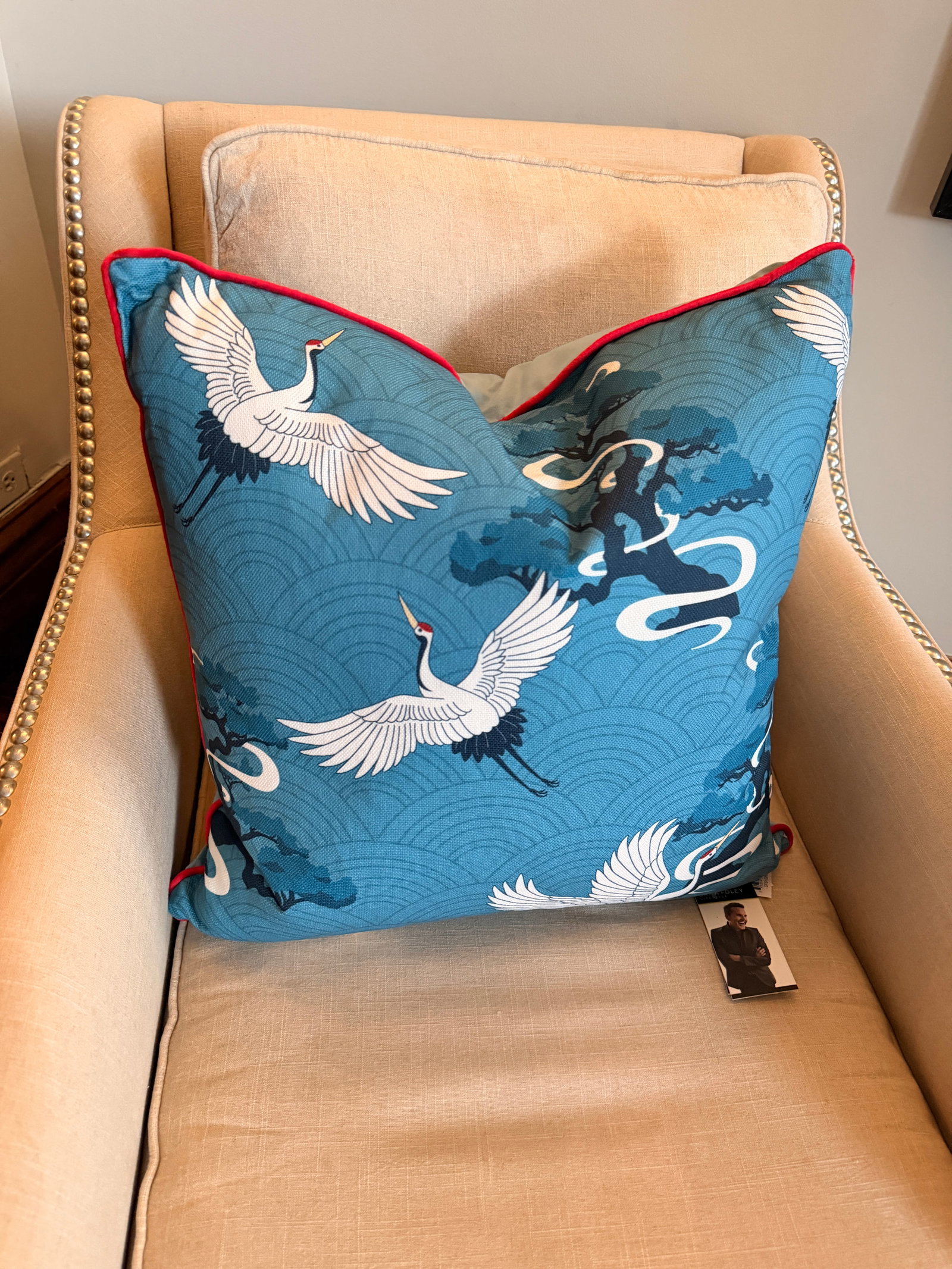 Blue & White Crane Pillows - Pair - 5