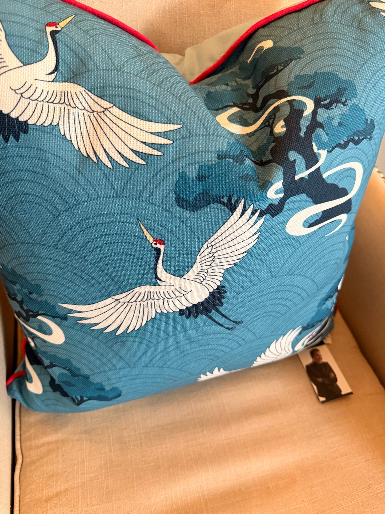 Blue & White Crane Pillows - Pair - 6