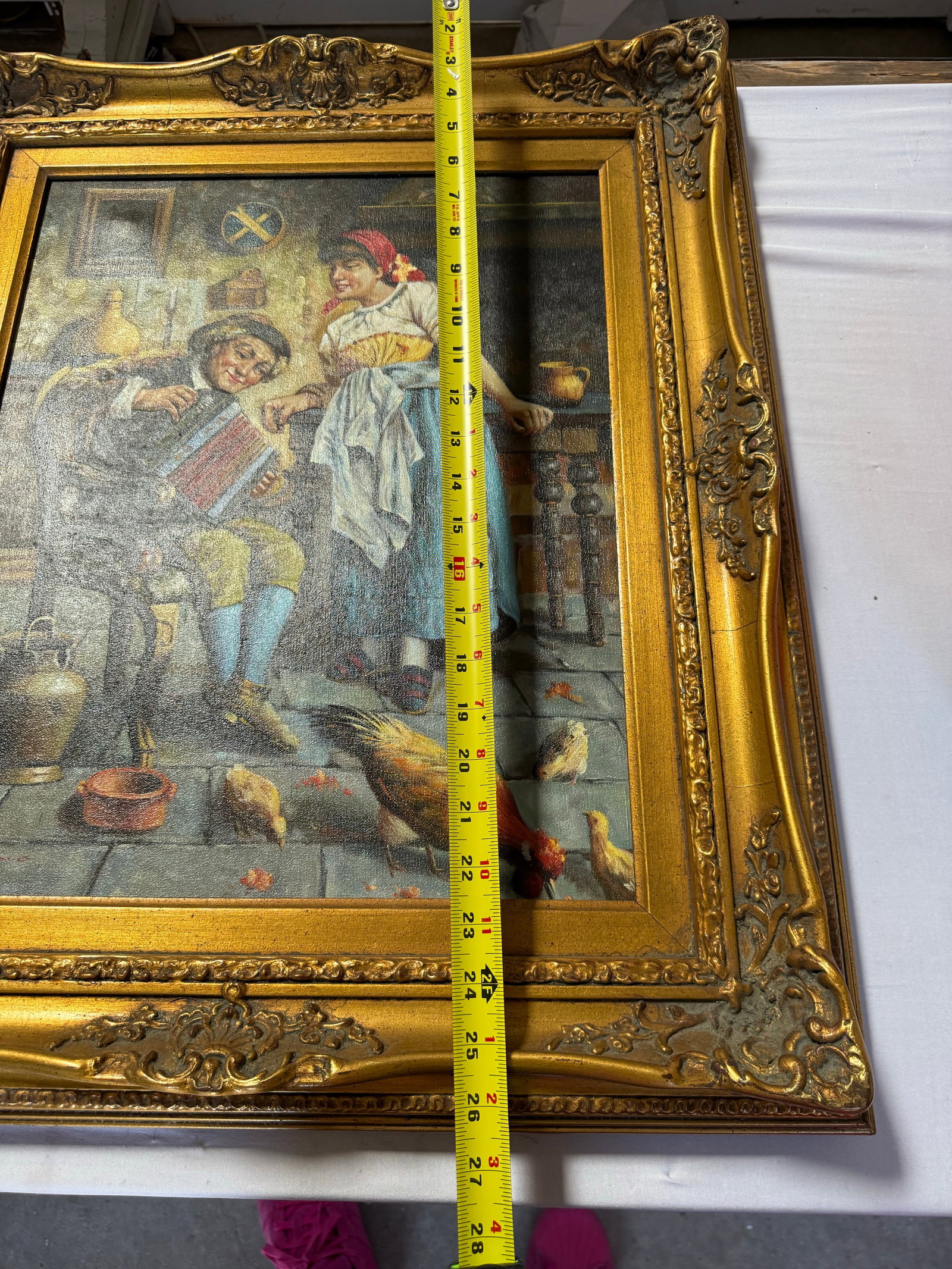 1930s Victorian Oil Painting Signed After Eugenio Zampighi by M.Blanco 22x26 - 8