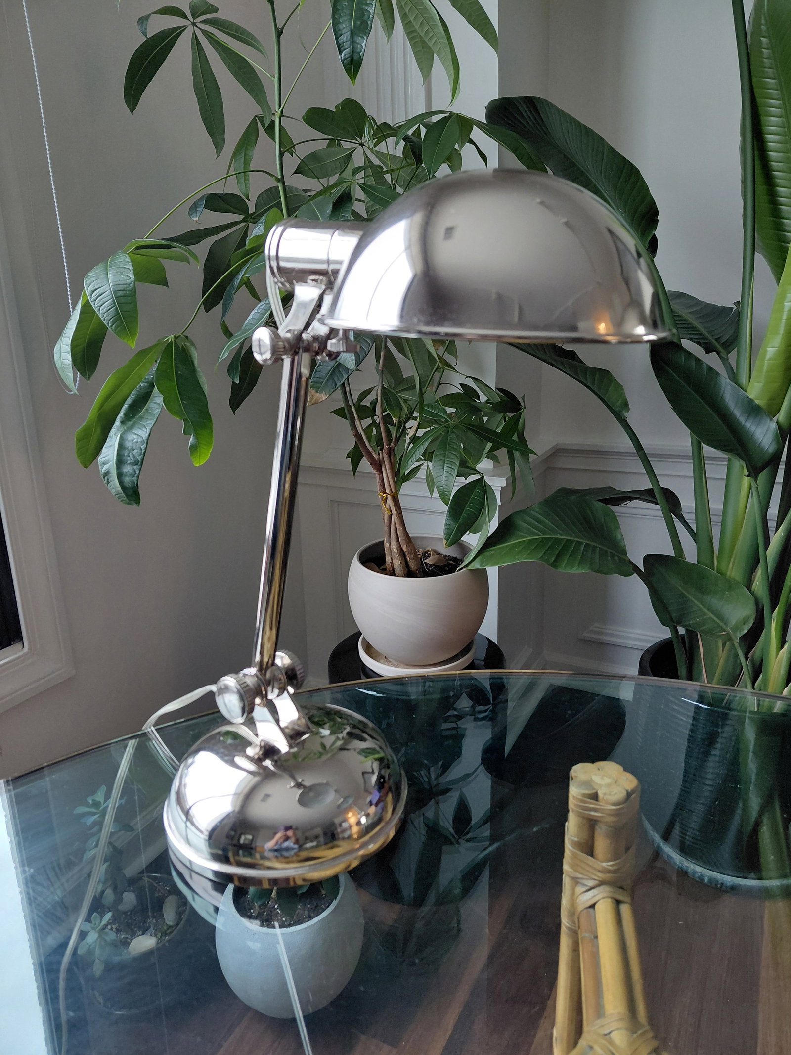 Late 20th Century Ralph Lauren Home Polished Chrome Articulated Desk Lamps - a Pair - 5