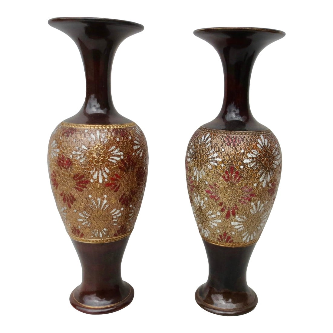 Antique Victorian Royal Doulton Vases Circa 1880, Set of 2 (1 of 8)