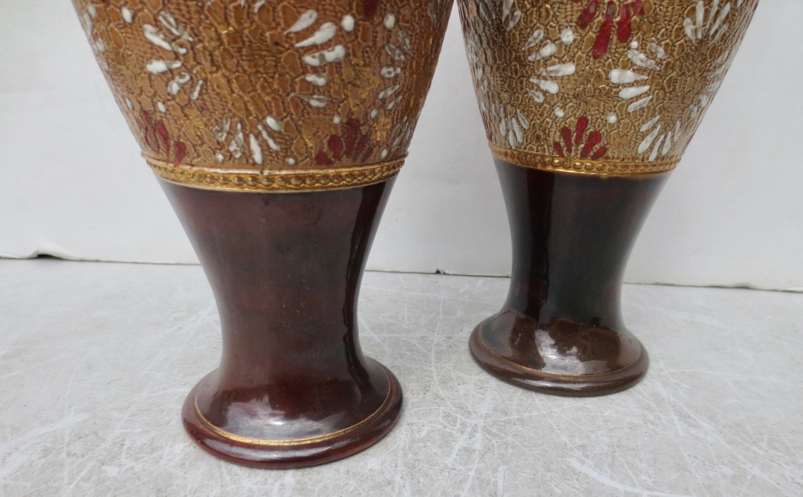 Antique Victorian Royal Doulton Vases Circa 1880, Set of 2 - 6
