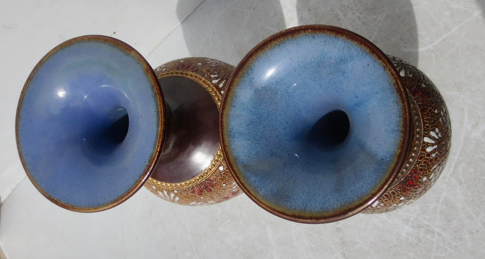 Antique Victorian Royal Doulton Vases Circa 1880, Set of 2 - 7
