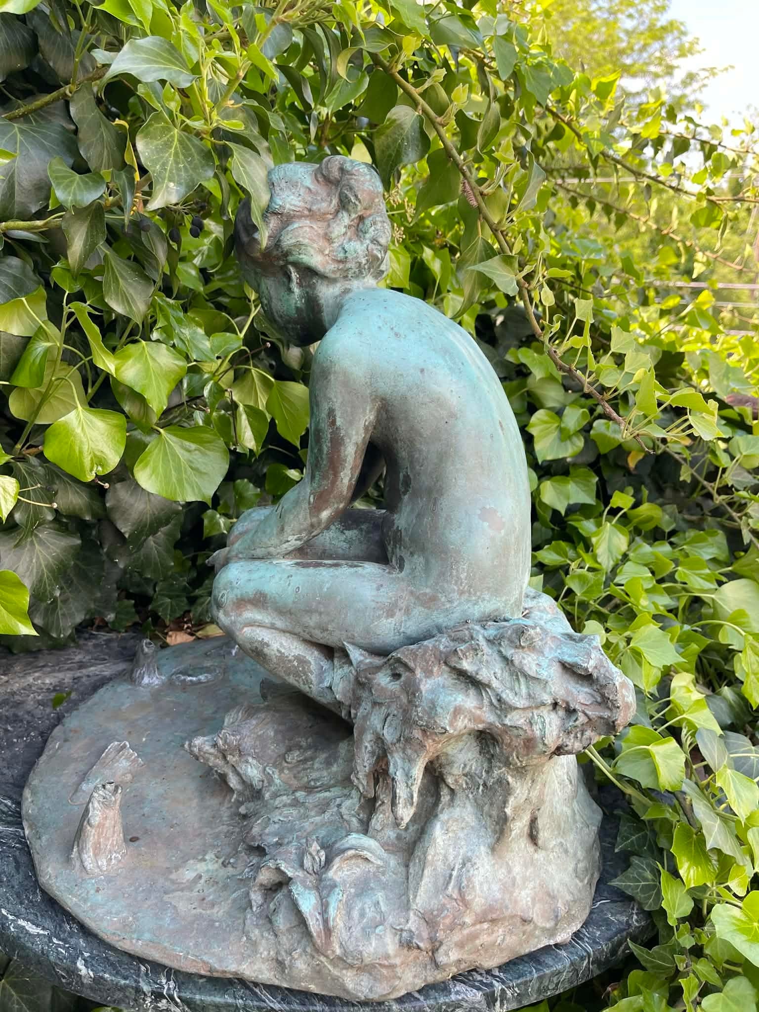 At the Water's Edge (1914) by Edward Berge – Antique Bronze Sculpture (Roman Bronze Works) - 14
