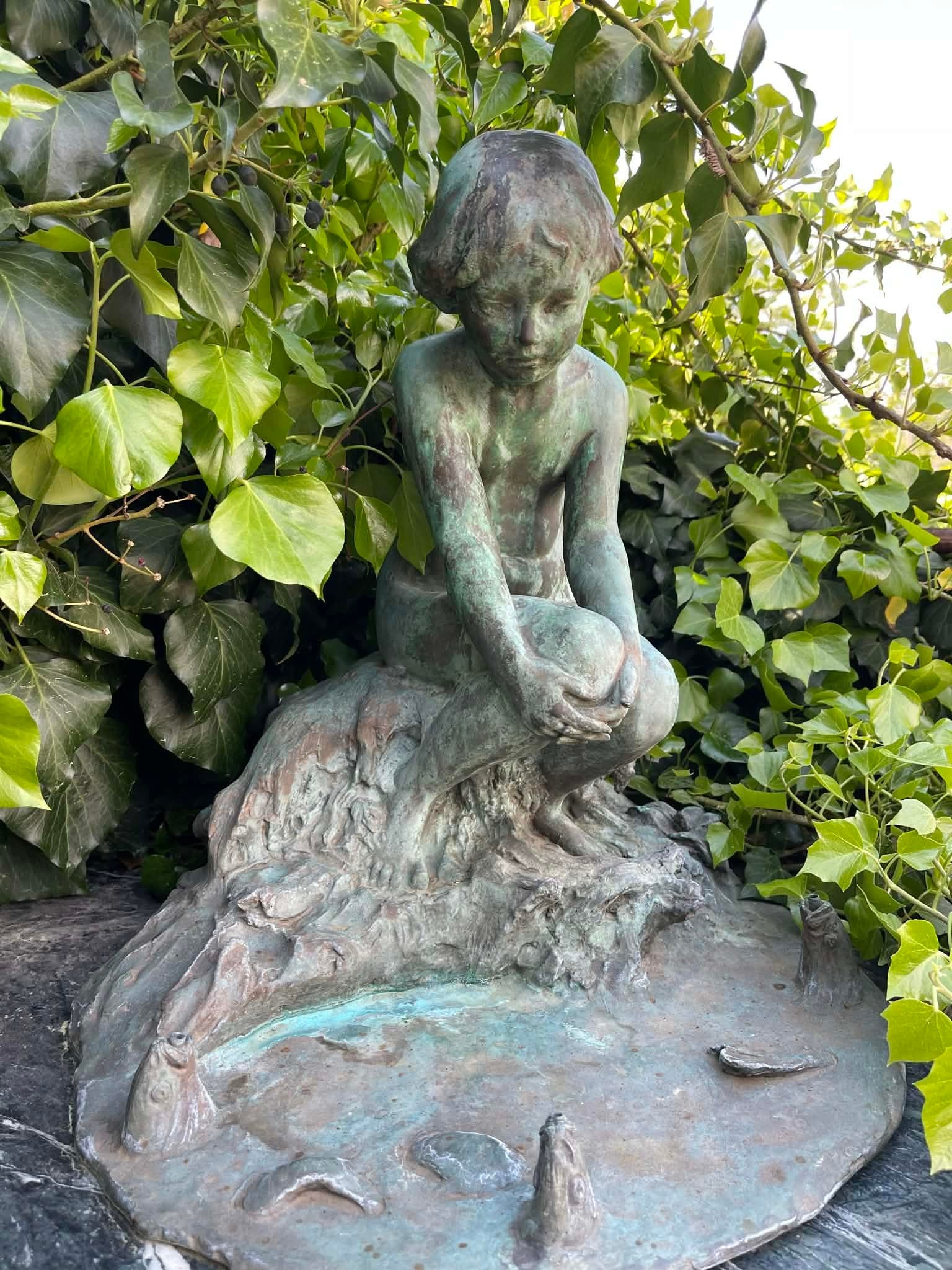 At the Water's Edge (1914) by Edward Berge – Antique Bronze Sculpture (Roman Bronze Works) - 3