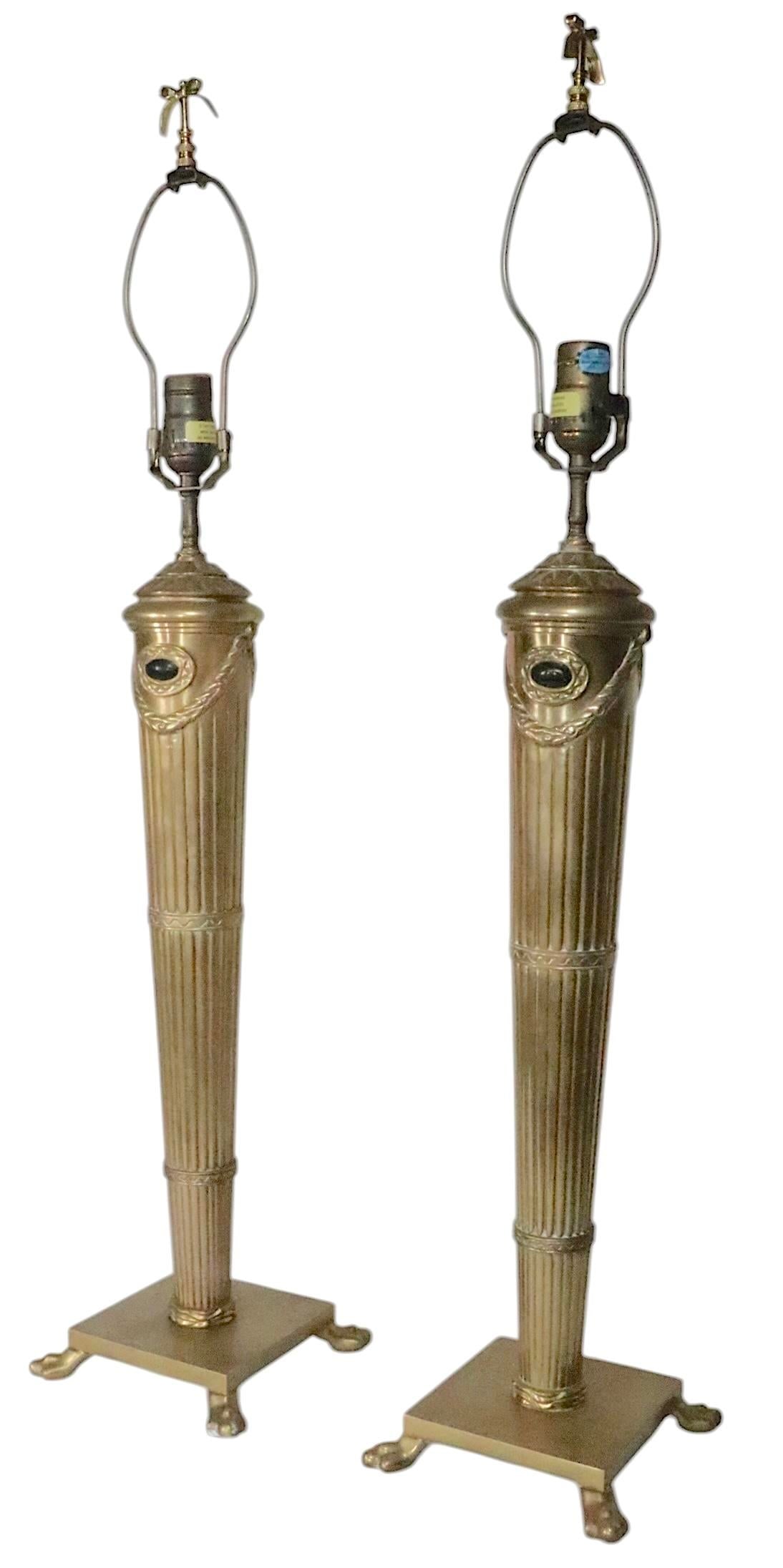 Late 20th Century Neo Classical Brass Table Lamps by Chapman - a Pair - 2