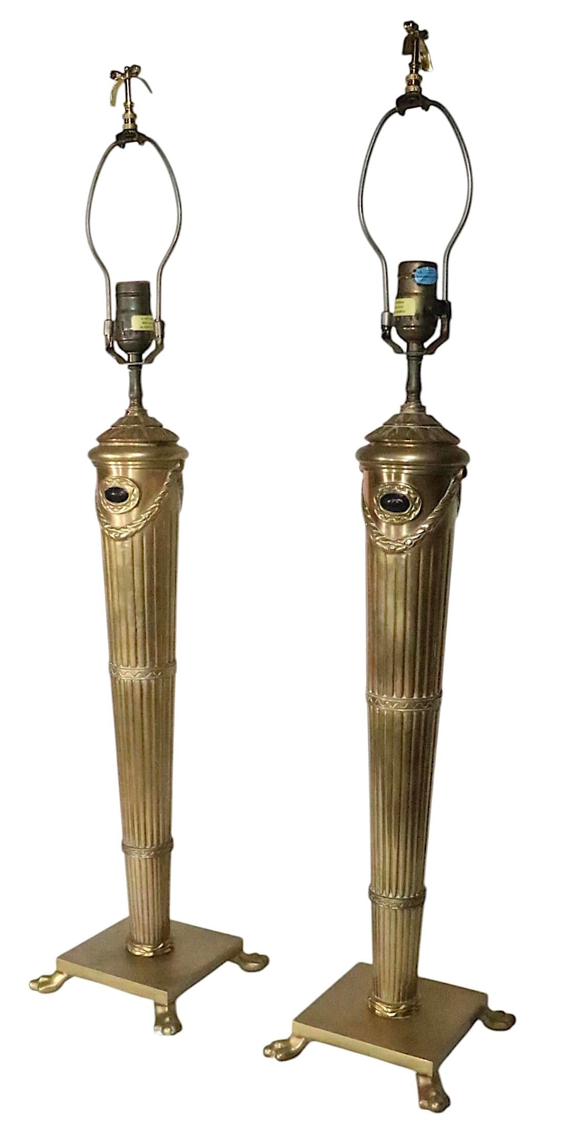 Late 20th Century Neo Classical Brass Table Lamps by Chapman - a Pair - 3