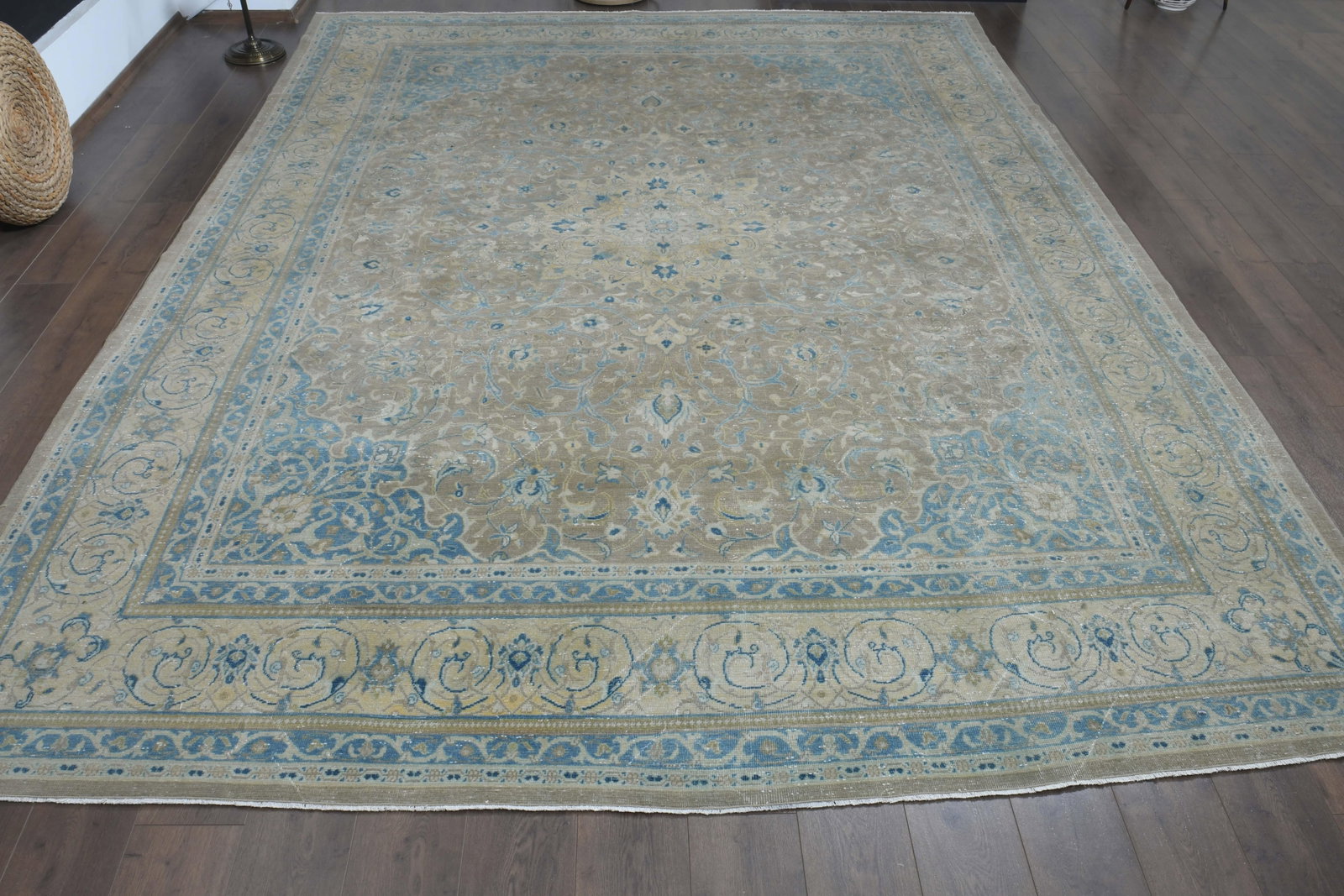 1970s Vintage Persian Handmade Wool Cotton Brown Area Rug - 2