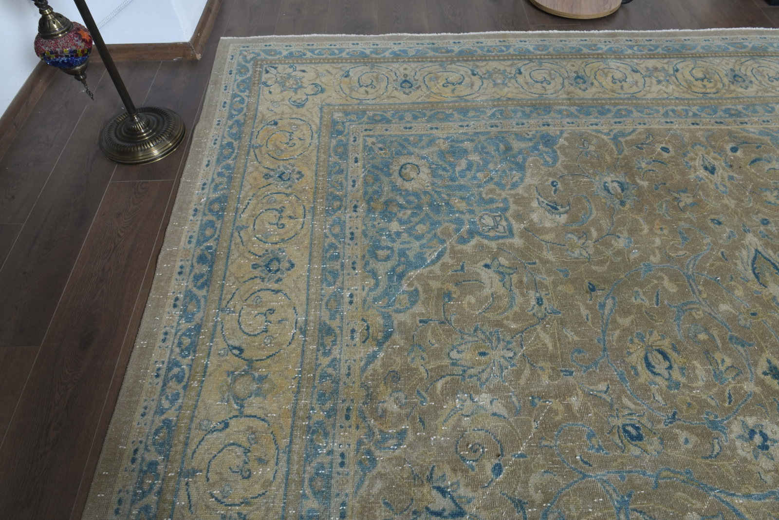 1970s Vintage Persian Handmade Wool Cotton Brown Area Rug - 4