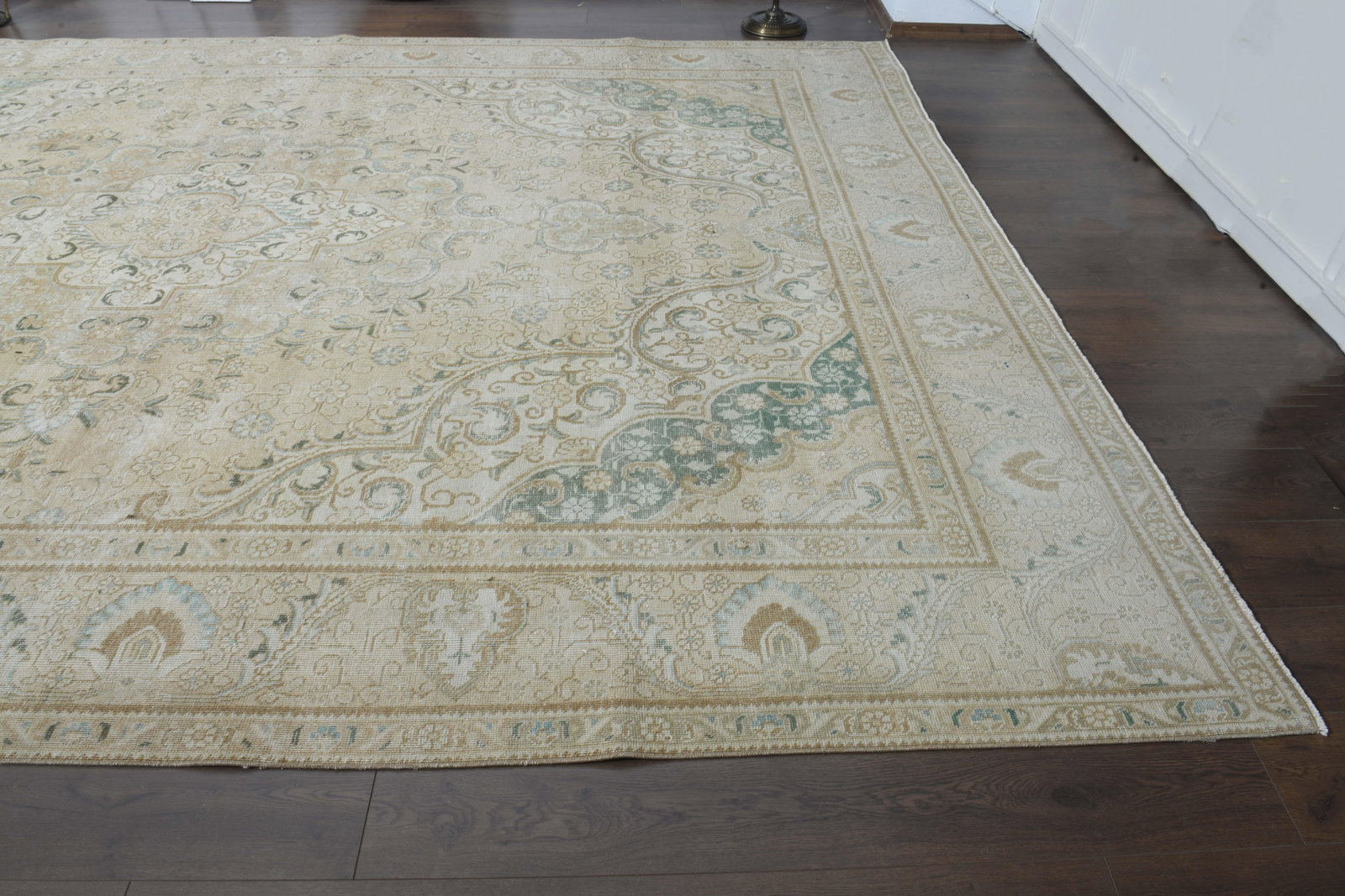 1970s Vintage Persian Handmade Wool Cotton Beige Area Rug - 10