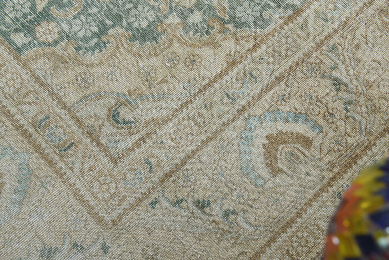 1970s Vintage Persian Handmade Wool Cotton Beige Area Rug - 6