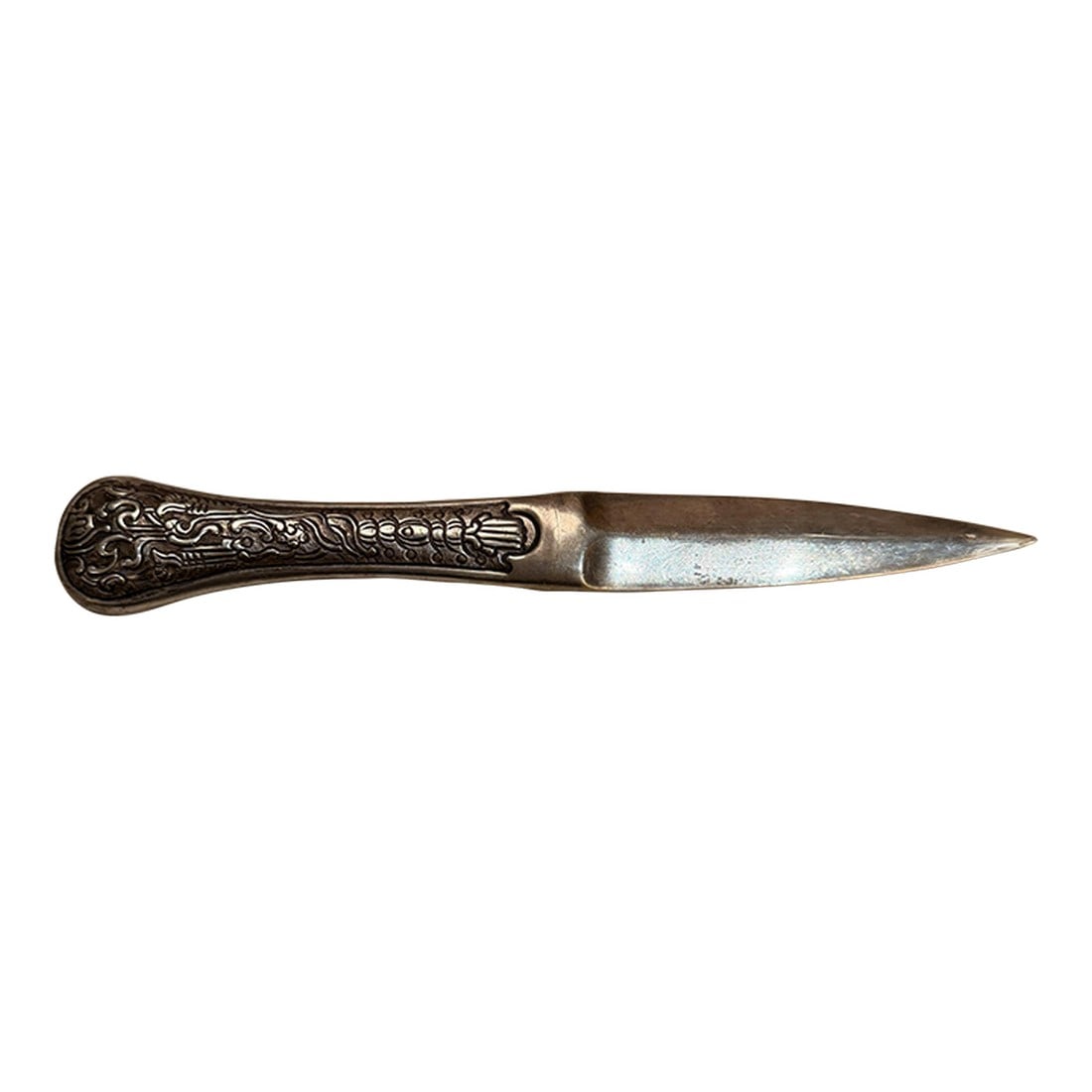 William Spratling Silver Letter Opener Mid-Century Mexican Modernism: For your consideration, a rare and early William Spratling letter opener. Stamped with Spratling hallmark. Solid sterling letter opener. Made in Mexico circa the early 1940s. Features a pre-Columbian 