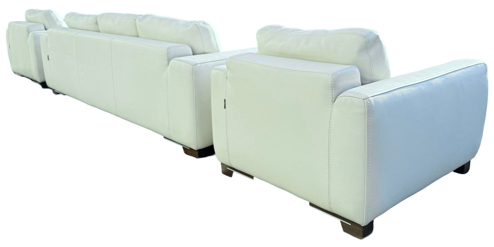 Roche Bobois Leather Sofa and Club Chairs Set. France 1990's - 7