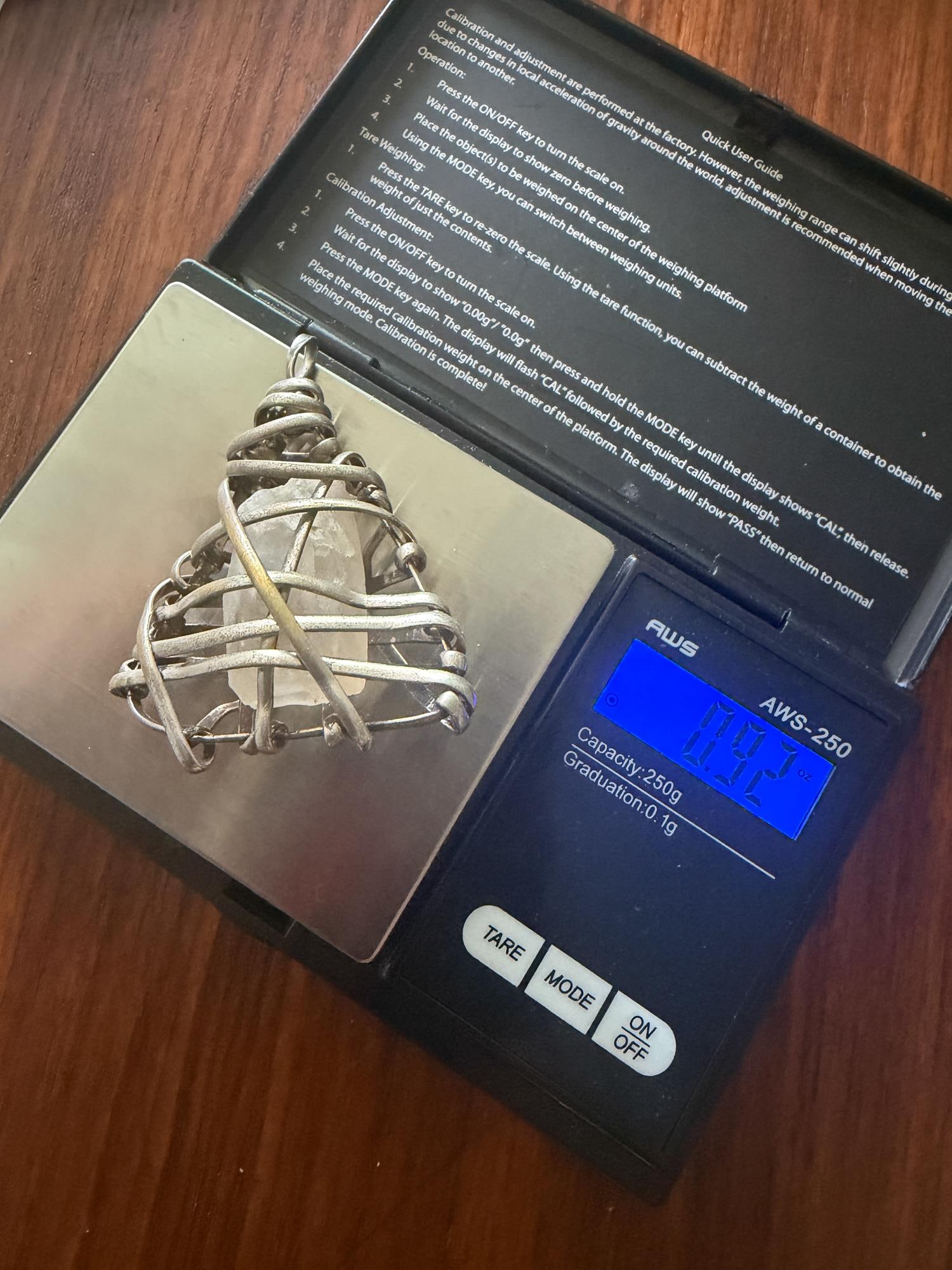 Wire-Wrapped Pendant Featuring a Raw Gemstone Quartz Silver-Plated - 15