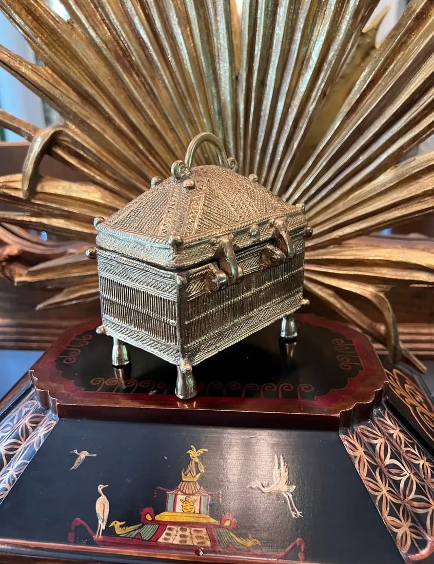Antique Dokra Brass Treasure Trinket Box - 11