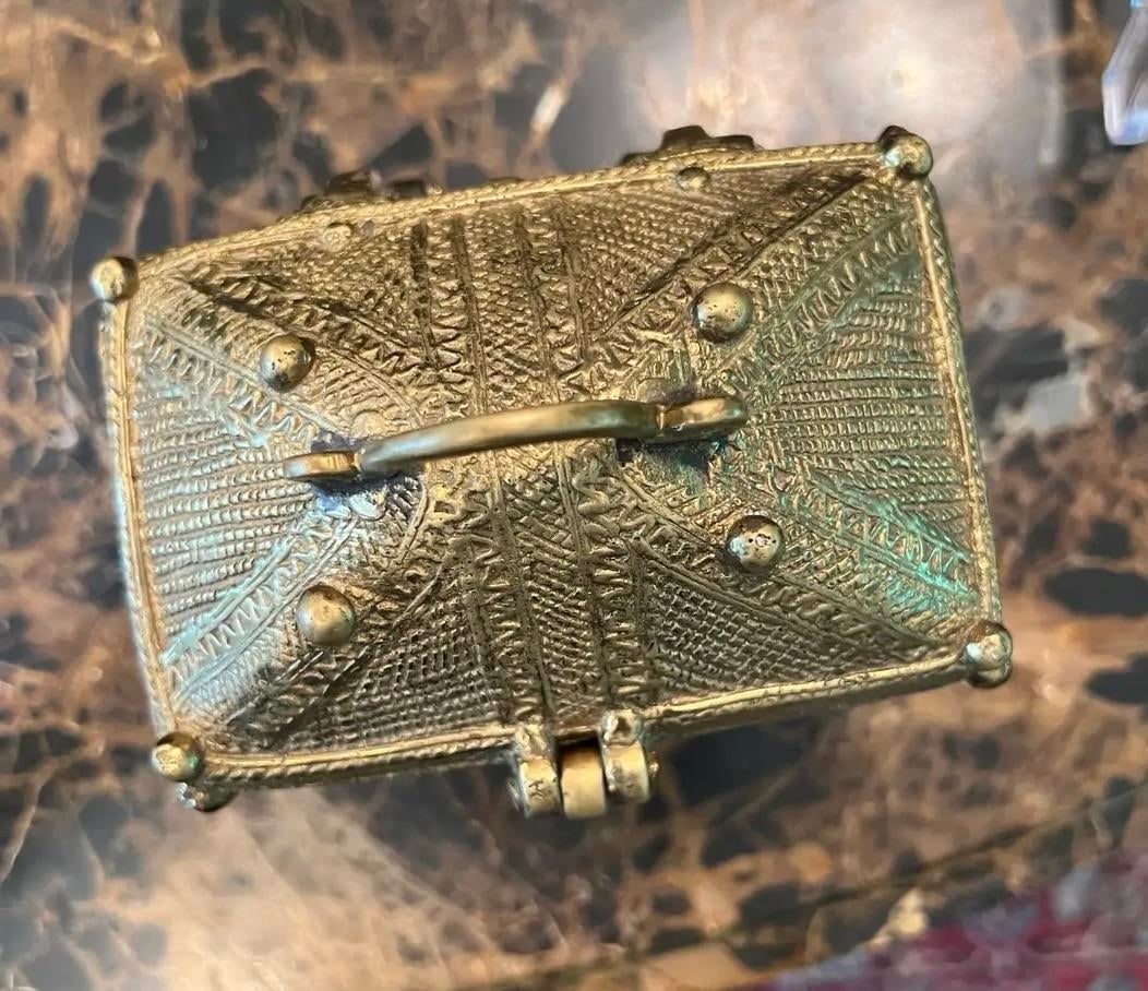 Antique Dokra Brass Treasure Trinket Box - 4
