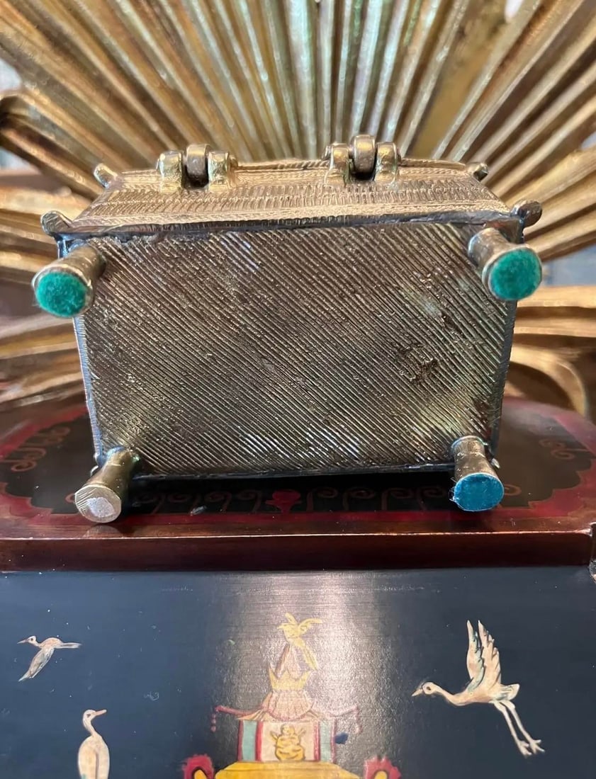 Antique Dokra Brass Treasure Trinket Box - 5