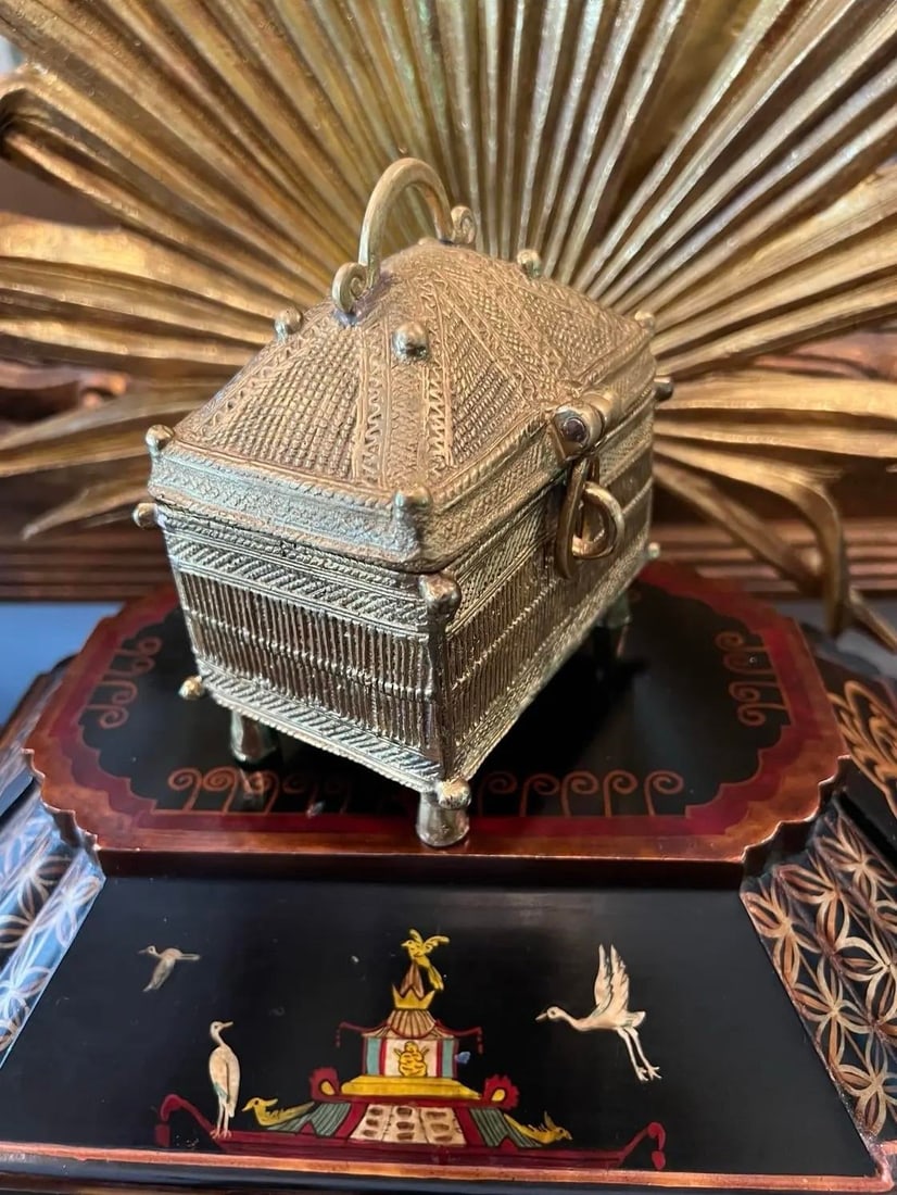 Antique Dokra Brass Treasure Trinket Box - 6