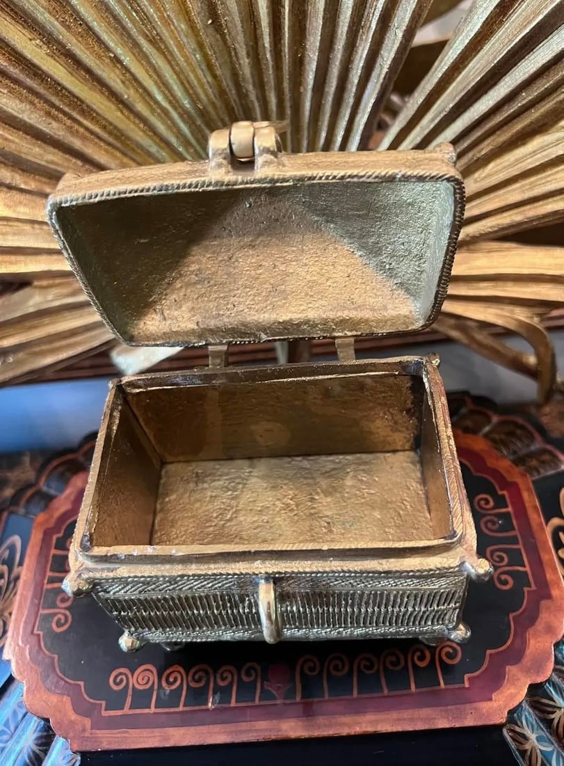 Antique Dokra Brass Treasure Trinket Box - 7