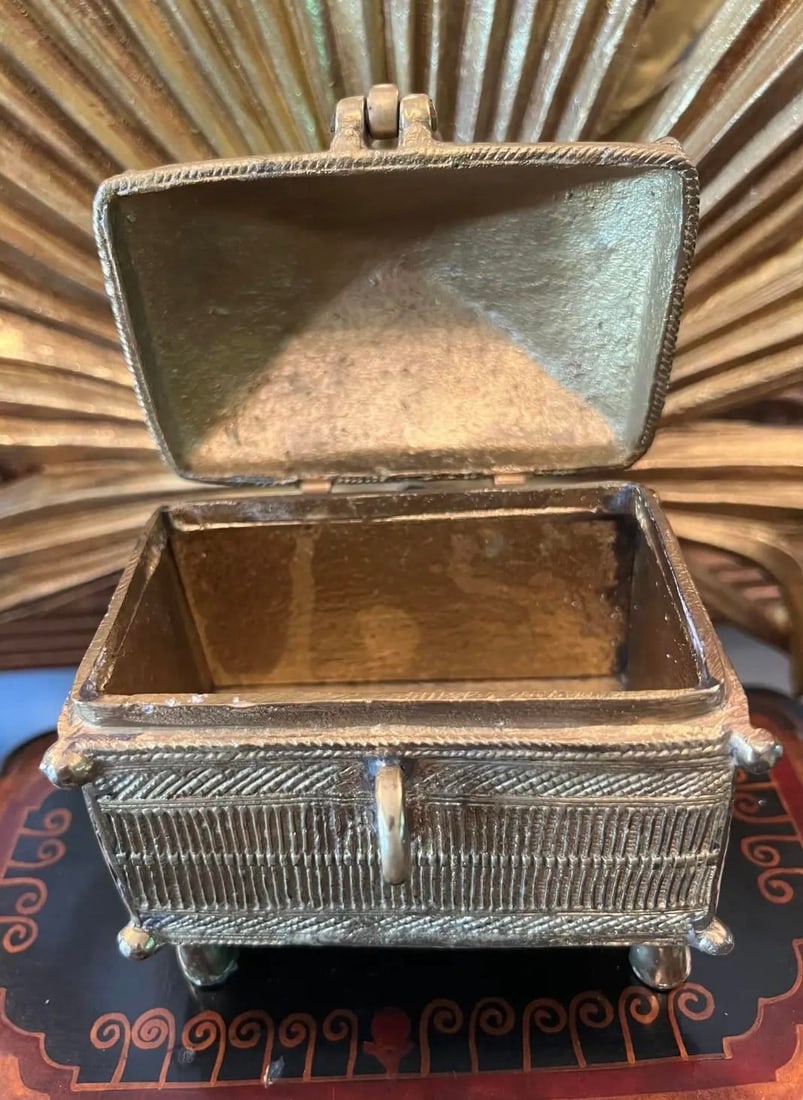 Antique Dokra Brass Treasure Trinket Box - 9