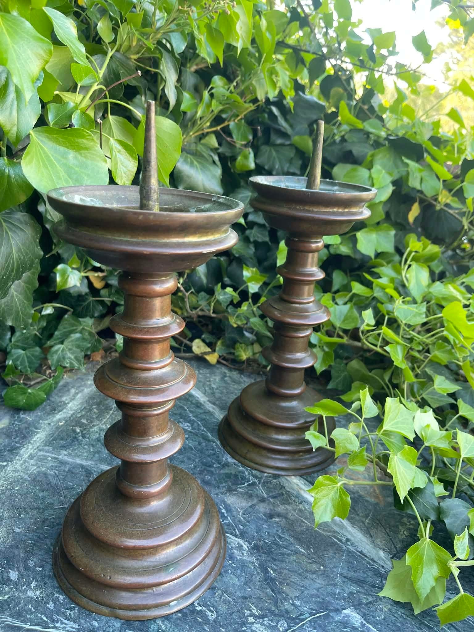 A Pair of Bronze Pricket Candlesticks Circa 1500 - 6