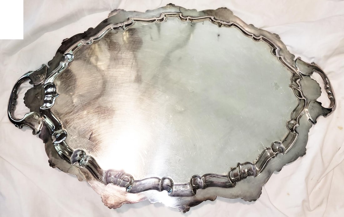 Large Sheffield English Mappin & Webb Silverplate Serving Tray c.1860s - 10
