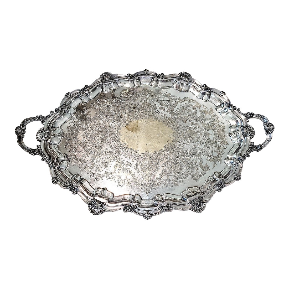 Large Sheffield English Mappin & Webb Silverplate Serving Tray c.1860s (1 of 13)