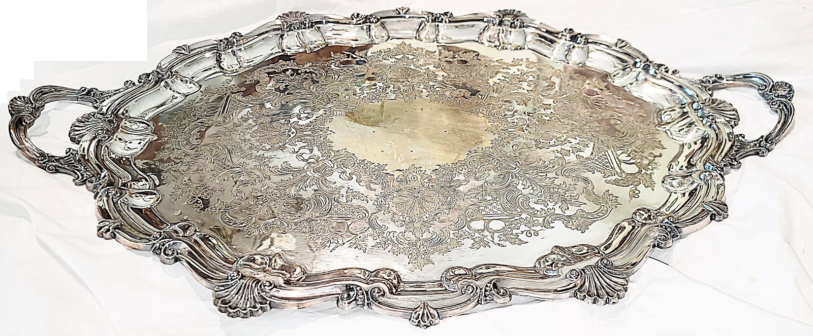 Large Sheffield English Mappin & Webb Silverplate Serving Tray c.1860s - 2