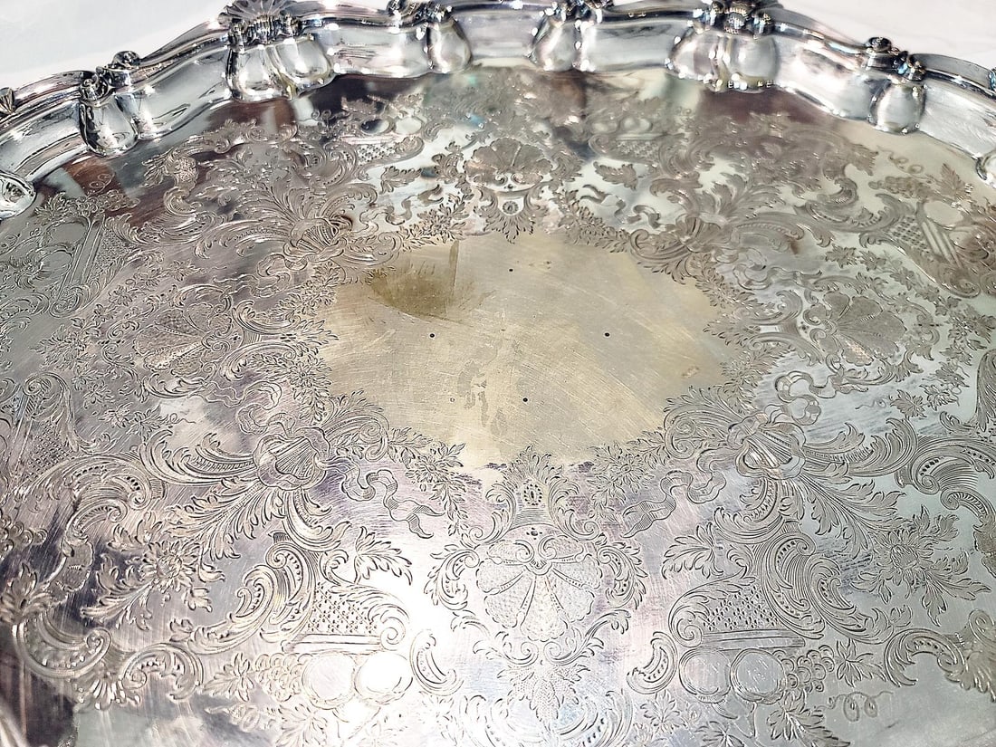 Large Sheffield English Mappin & Webb Silverplate Serving Tray c.1860s - 5