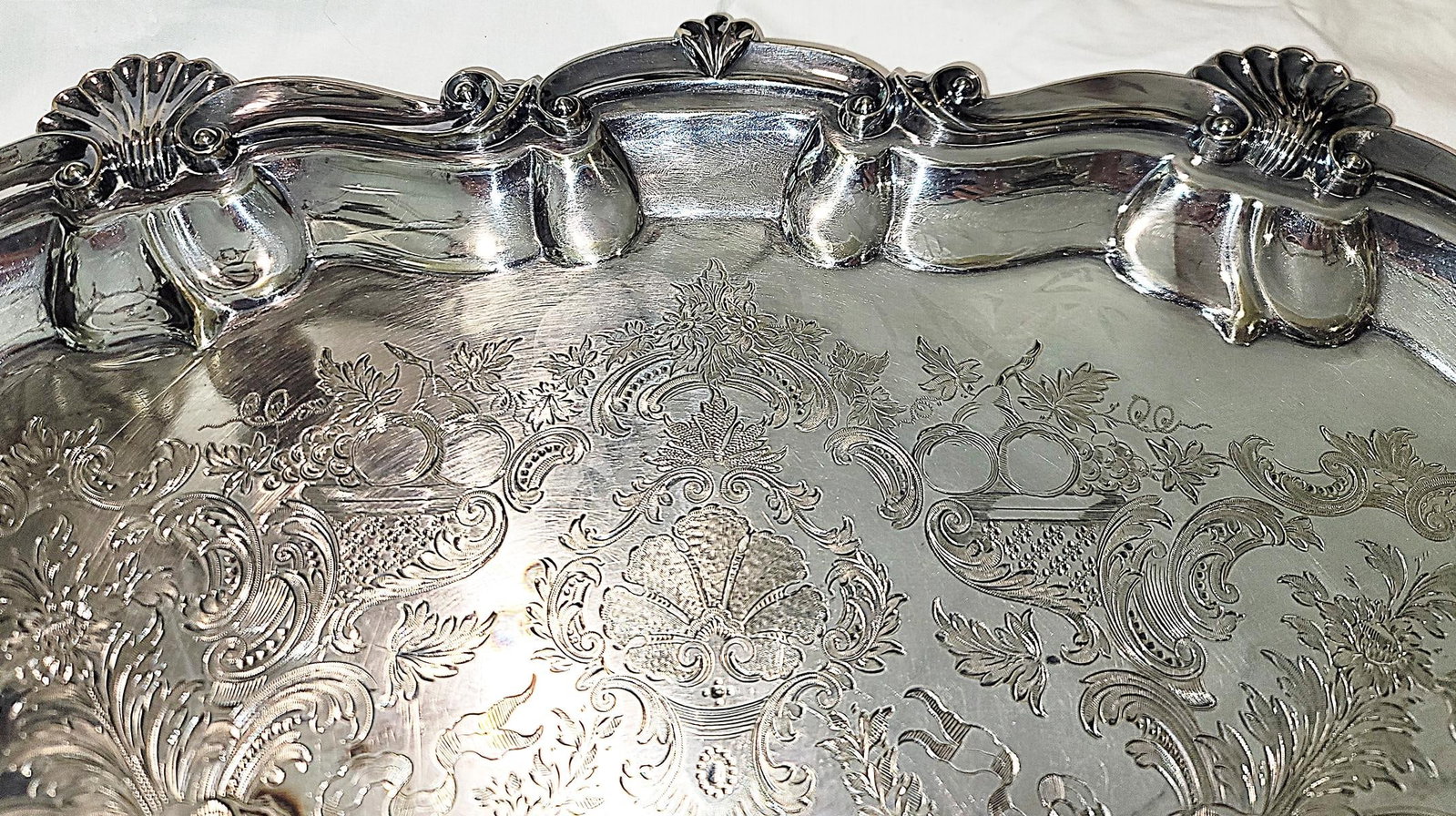 Large Sheffield English Mappin & Webb Silverplate Serving Tray c.1860s - 6