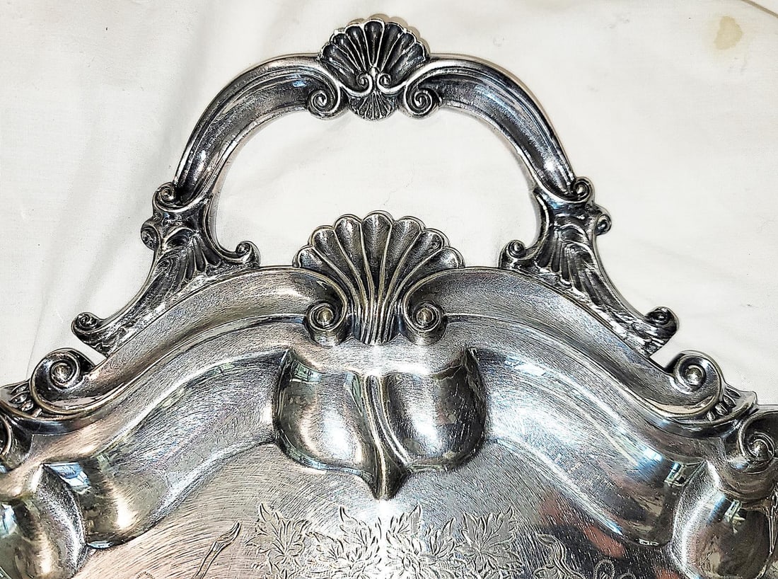 Large Sheffield English Mappin & Webb Silverplate Serving Tray c.1860s - 7