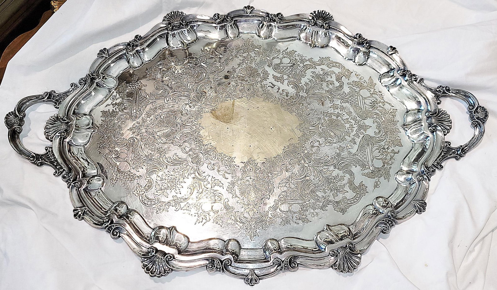 Large Sheffield English Mappin & Webb Silverplate Serving Tray c.1860s - 9