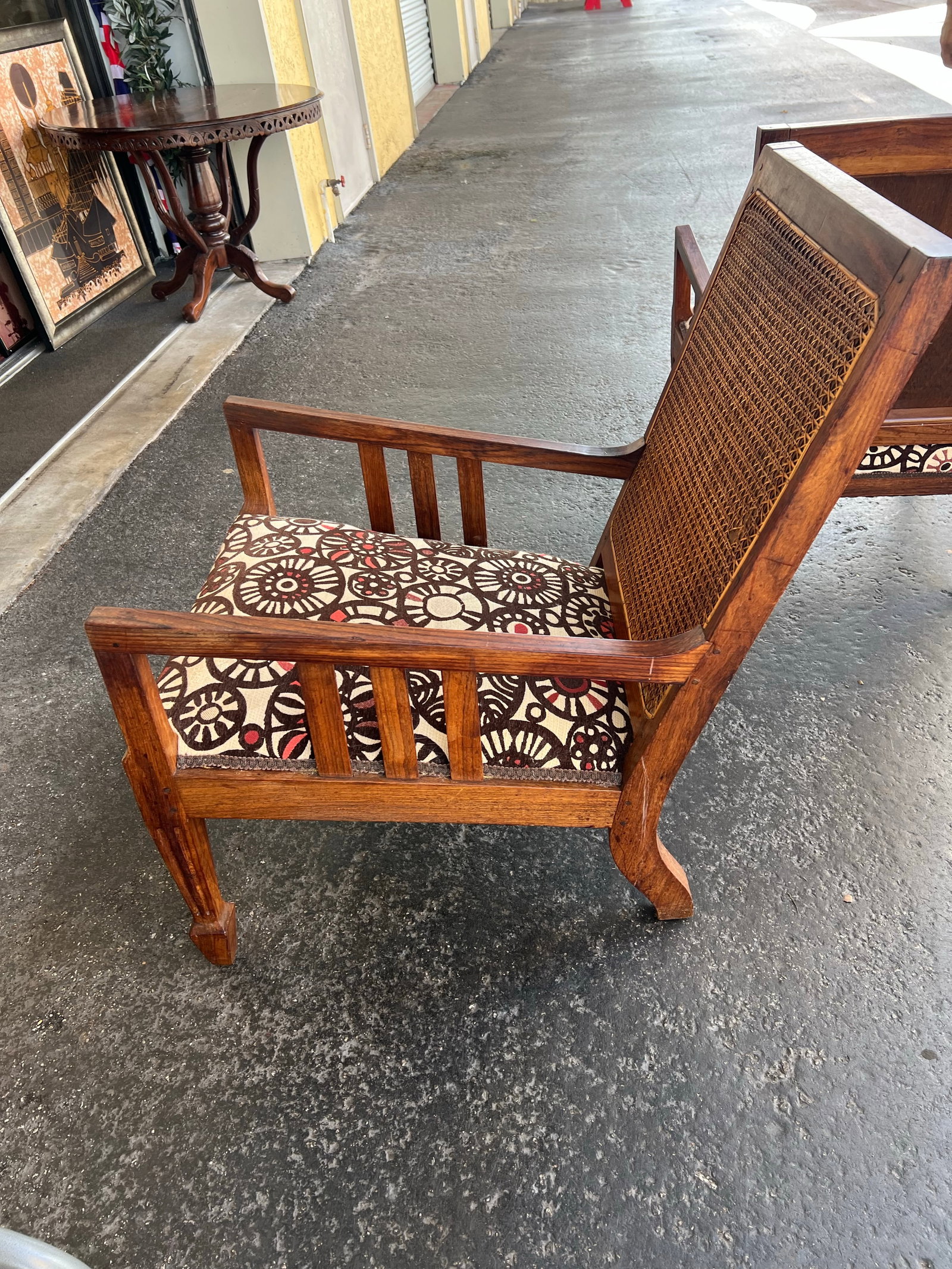 Vintage Mid Century Wood & Cane Back Chairs With Pillows - 6 - 3