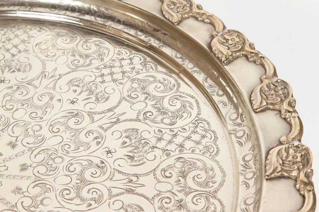 Antique Moroccan Silver-Plated Tea Tray Table on Removable Legs Fez, Circa 1920 - 7