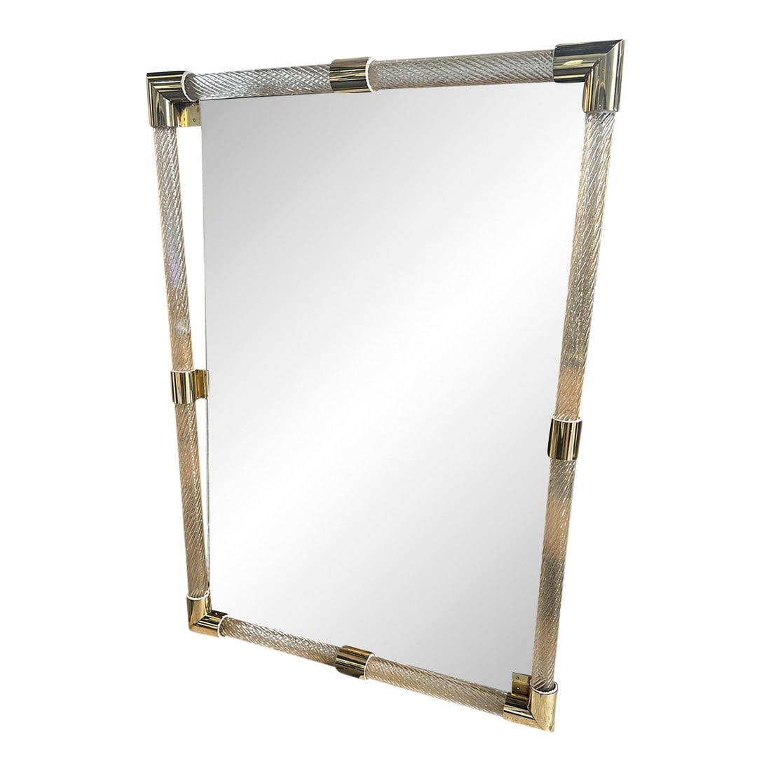 Monumental Italian Venetian "Torciglione" Torchon Murano Glass Wall Mirror in Barovier Style (1 of 4)