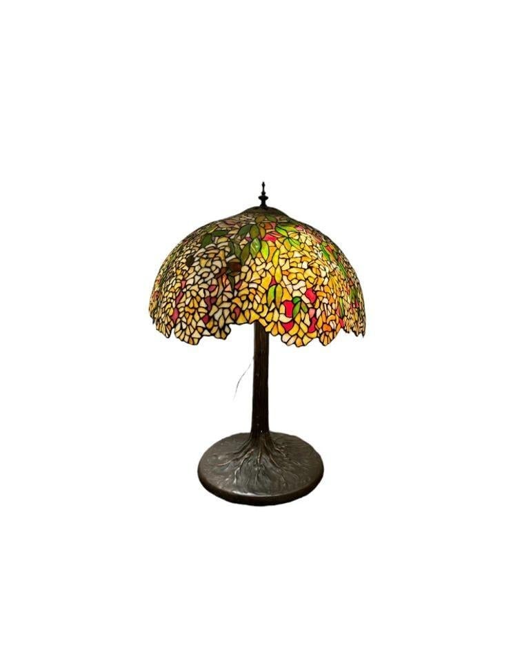 Vintage Stained Glass Desk or Table Lamp - 2