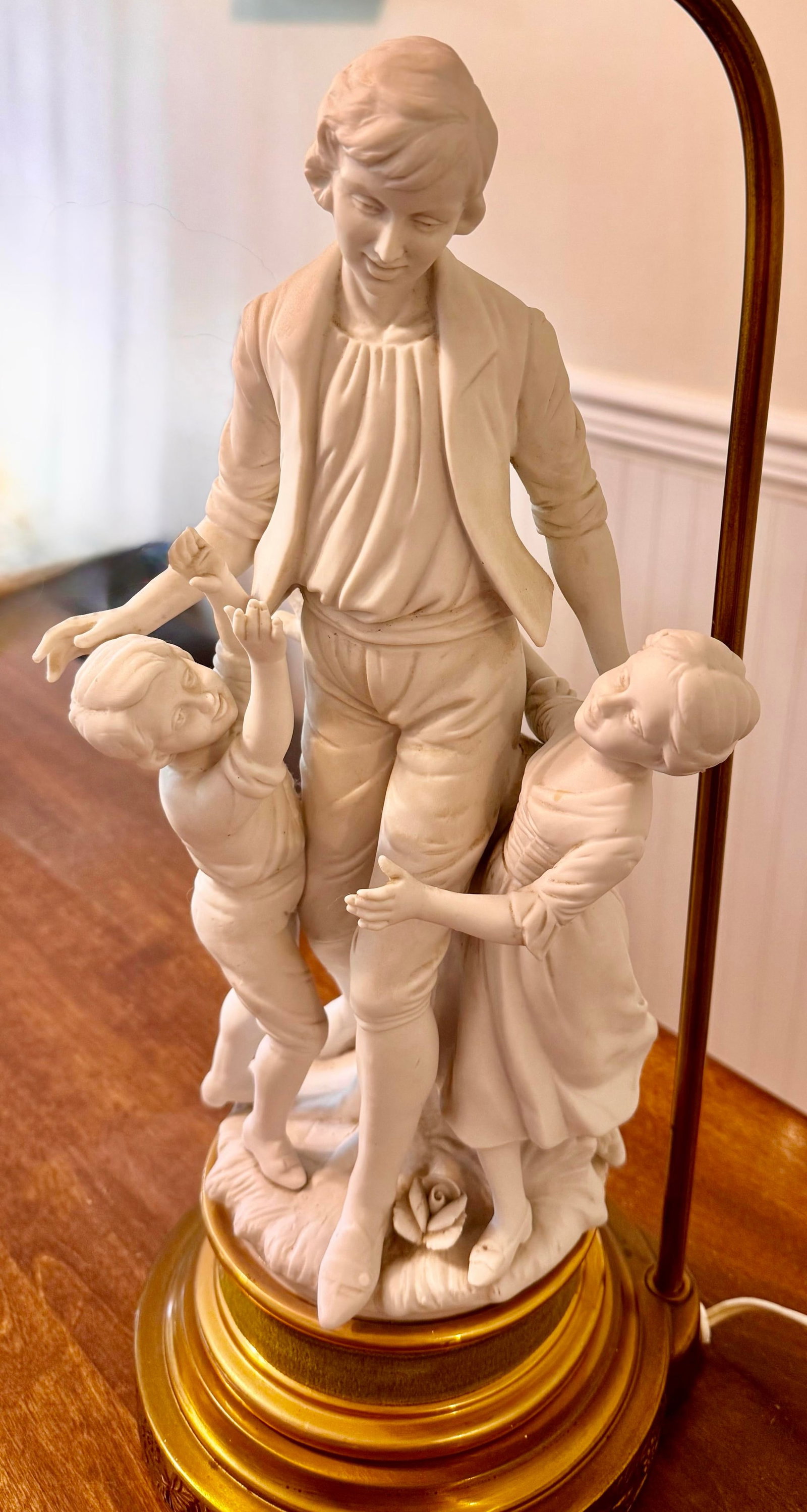Mid 20th Century Large Parian Bisque Porcelain Sculptured Lamps - 10