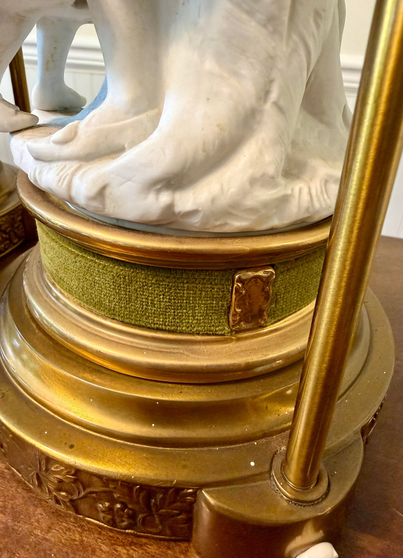 Mid 20th Century Large Parian Bisque Porcelain Sculptured Lamps - 11