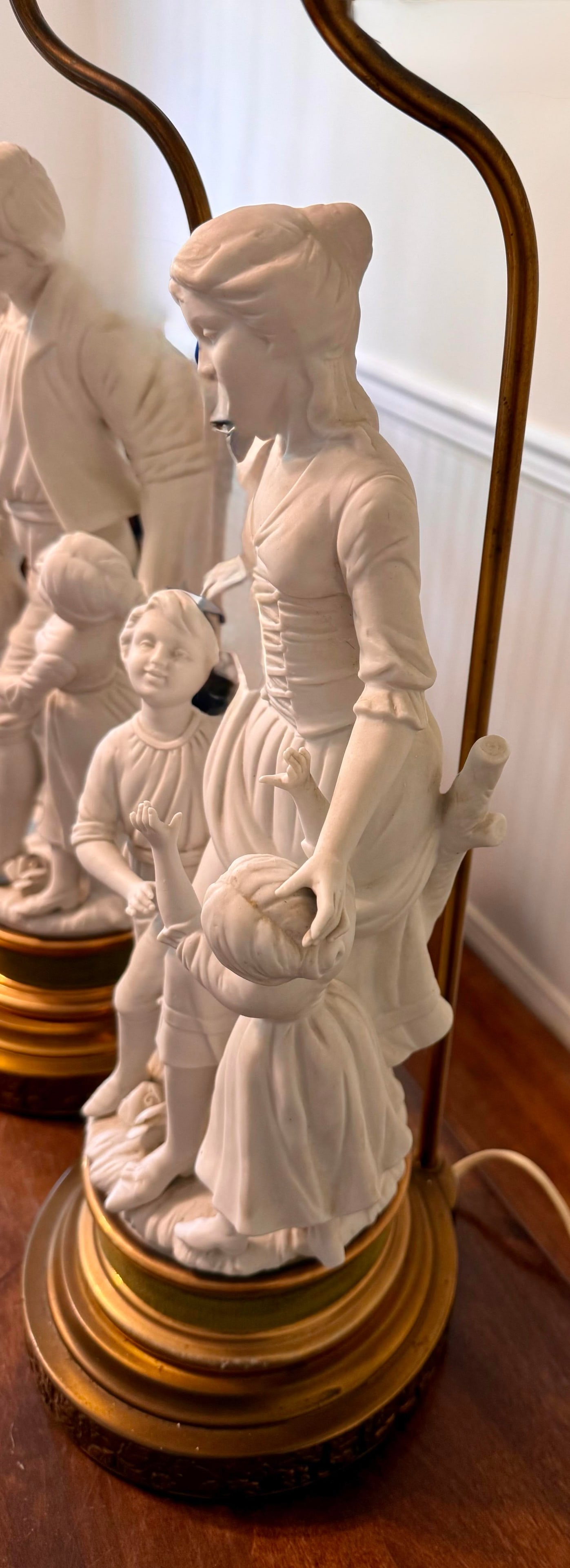 Mid 20th Century Large Parian Bisque Porcelain Sculptured Lamps - 12