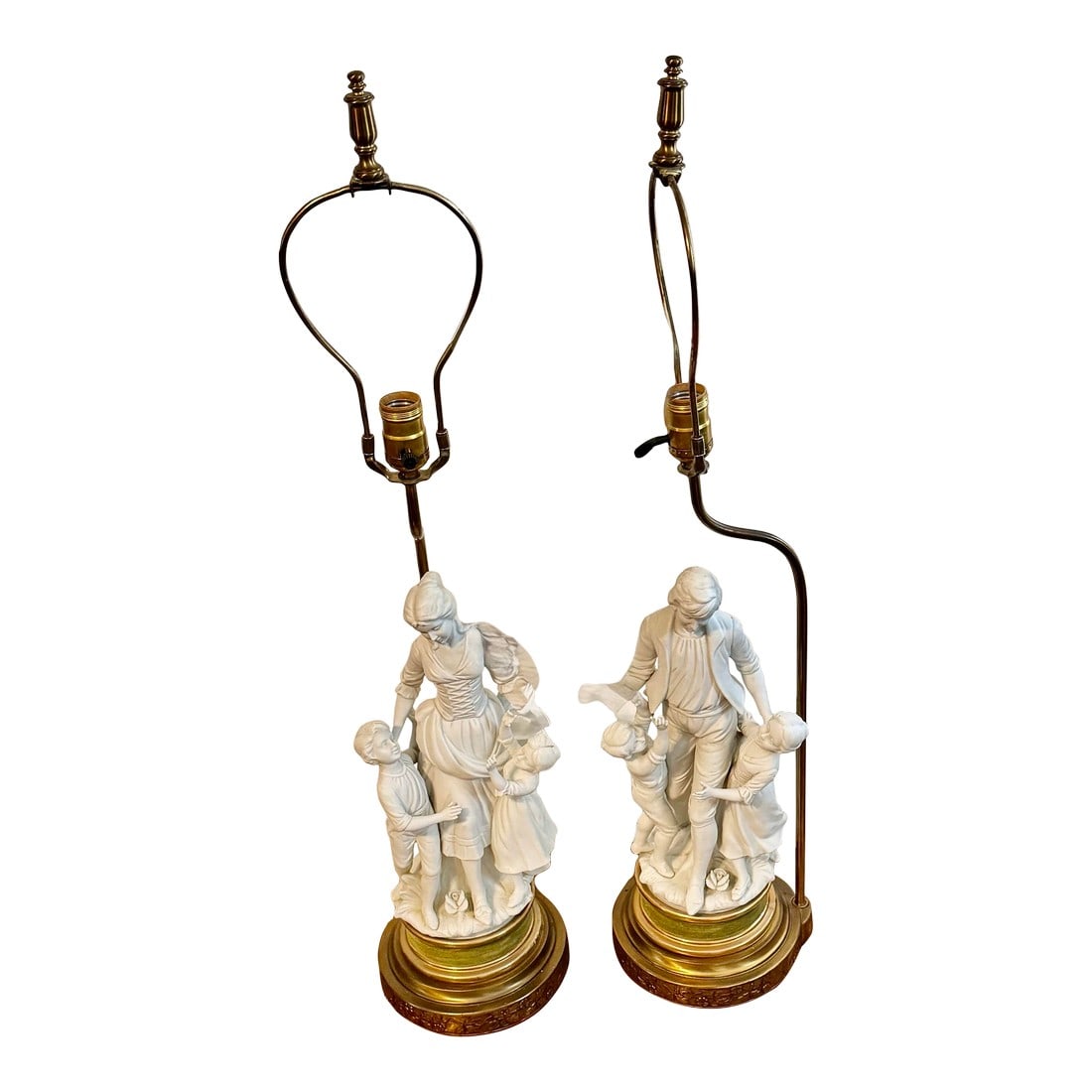Mid 20th Century Large Parian Bisque Porcelain Sculptured Lamps (1 of 12)